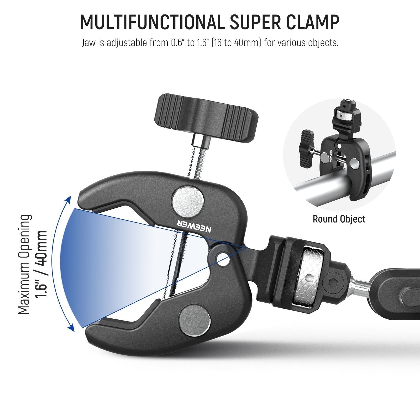 NEEWER UA060 Double Super Clamp Camera Mount with Magic Arm & NATO Interface