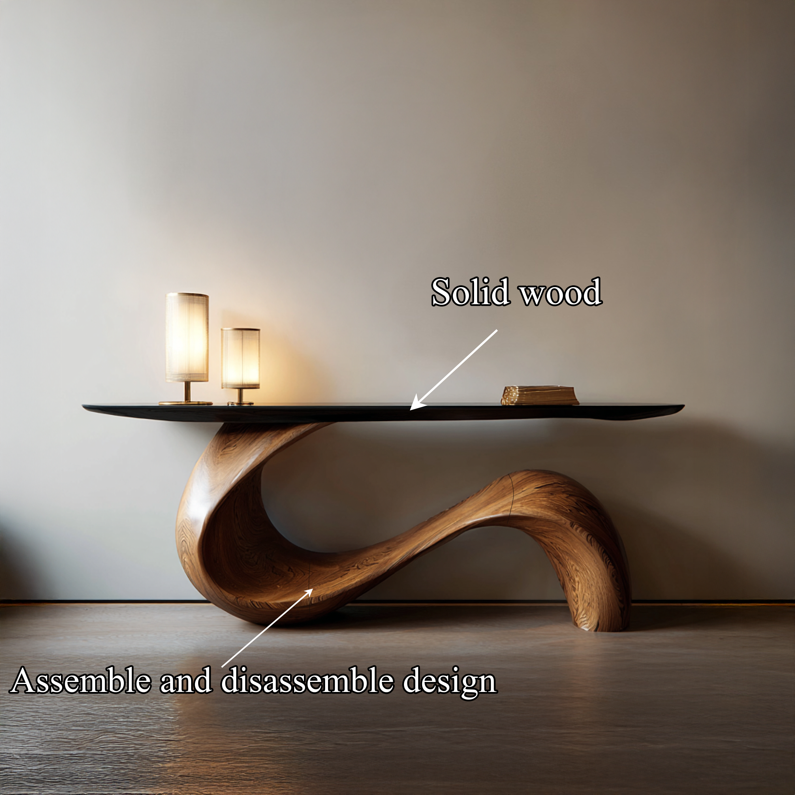 Midcentury Sculptural Console Table Entryway