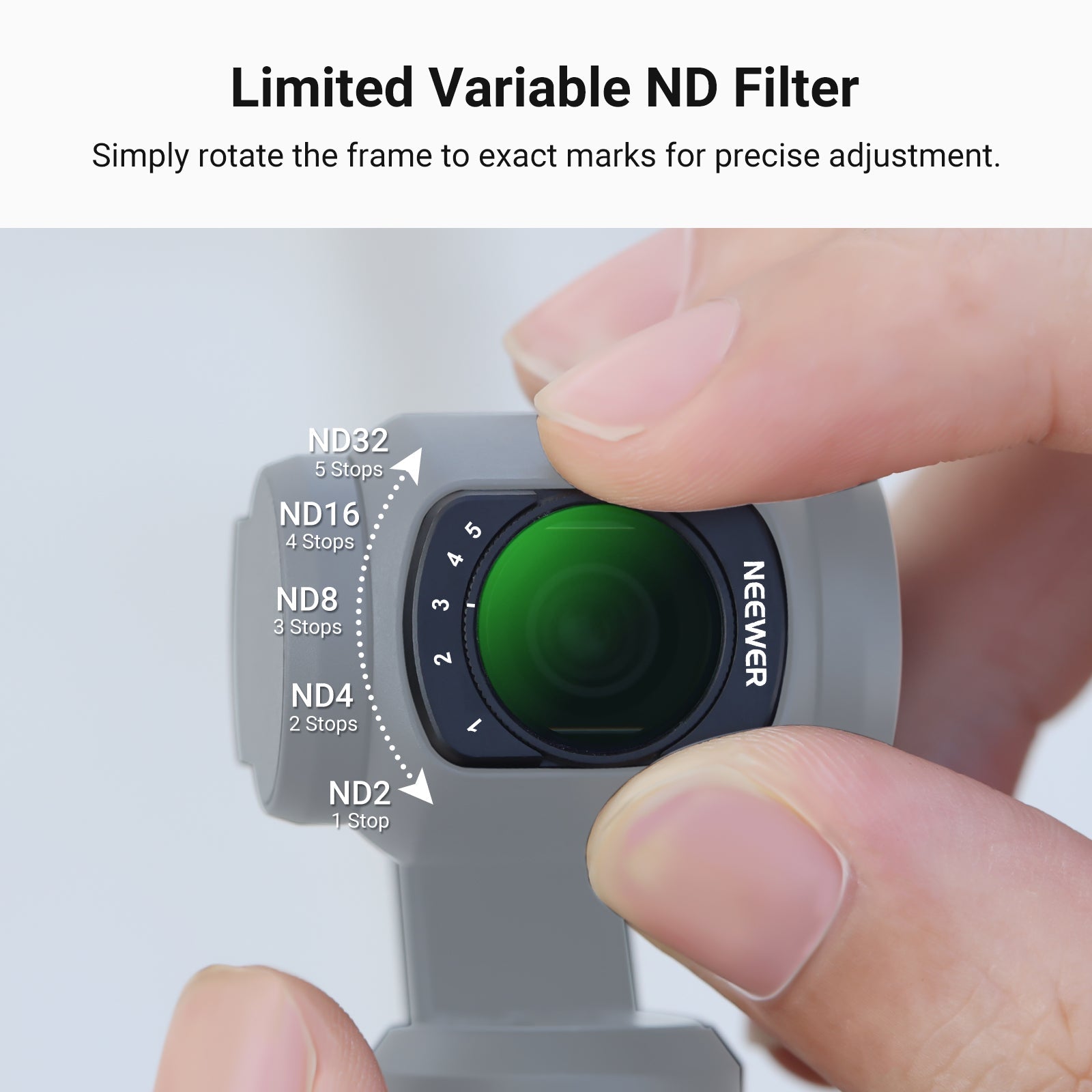 NEEWER Variable ND Filter Compatible with DJI Osmo Pocket 3 / Pocket 4 & Xtra Muse