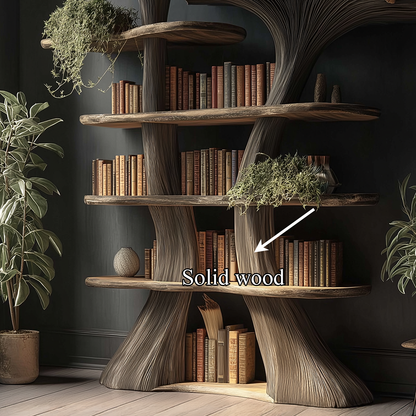 Mushroom Tree Bookshelf Wooden Nature Inspired Fantasy Gift
