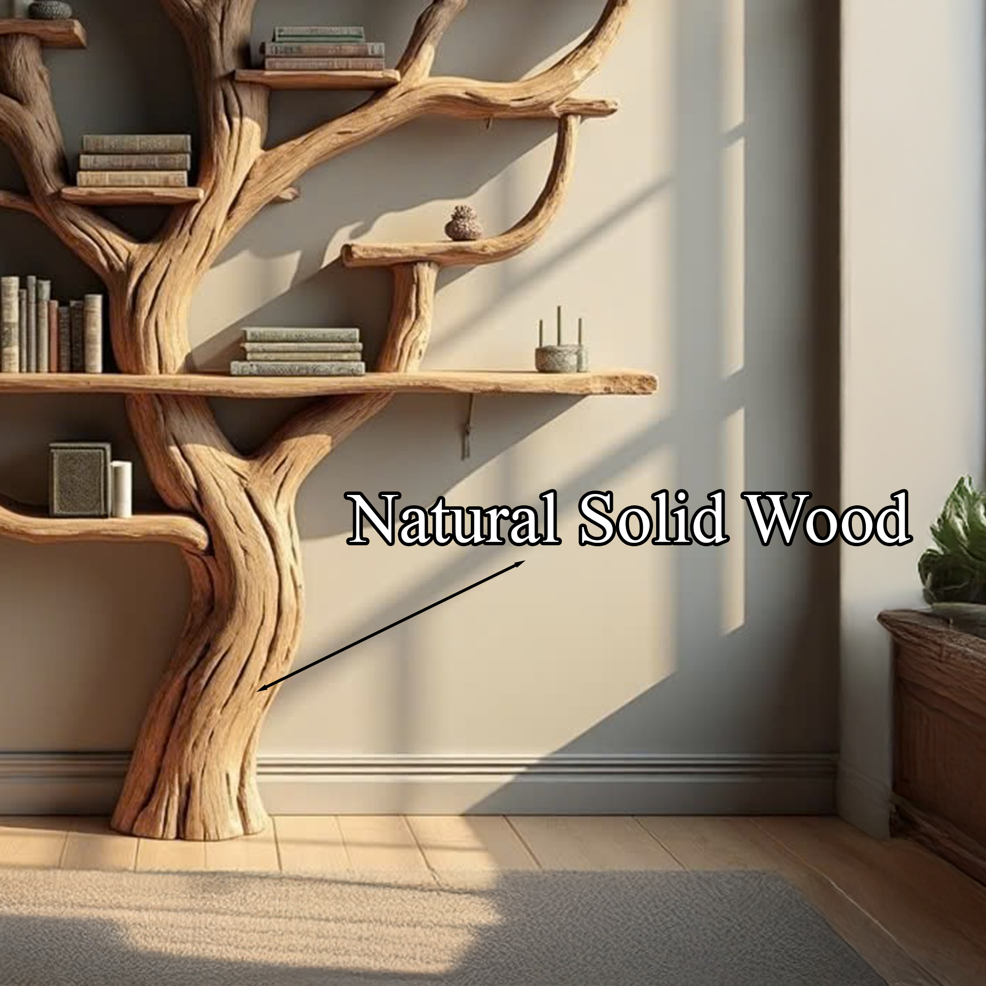 Corner Branch Shelf Wood Bookcase Wall Mounted