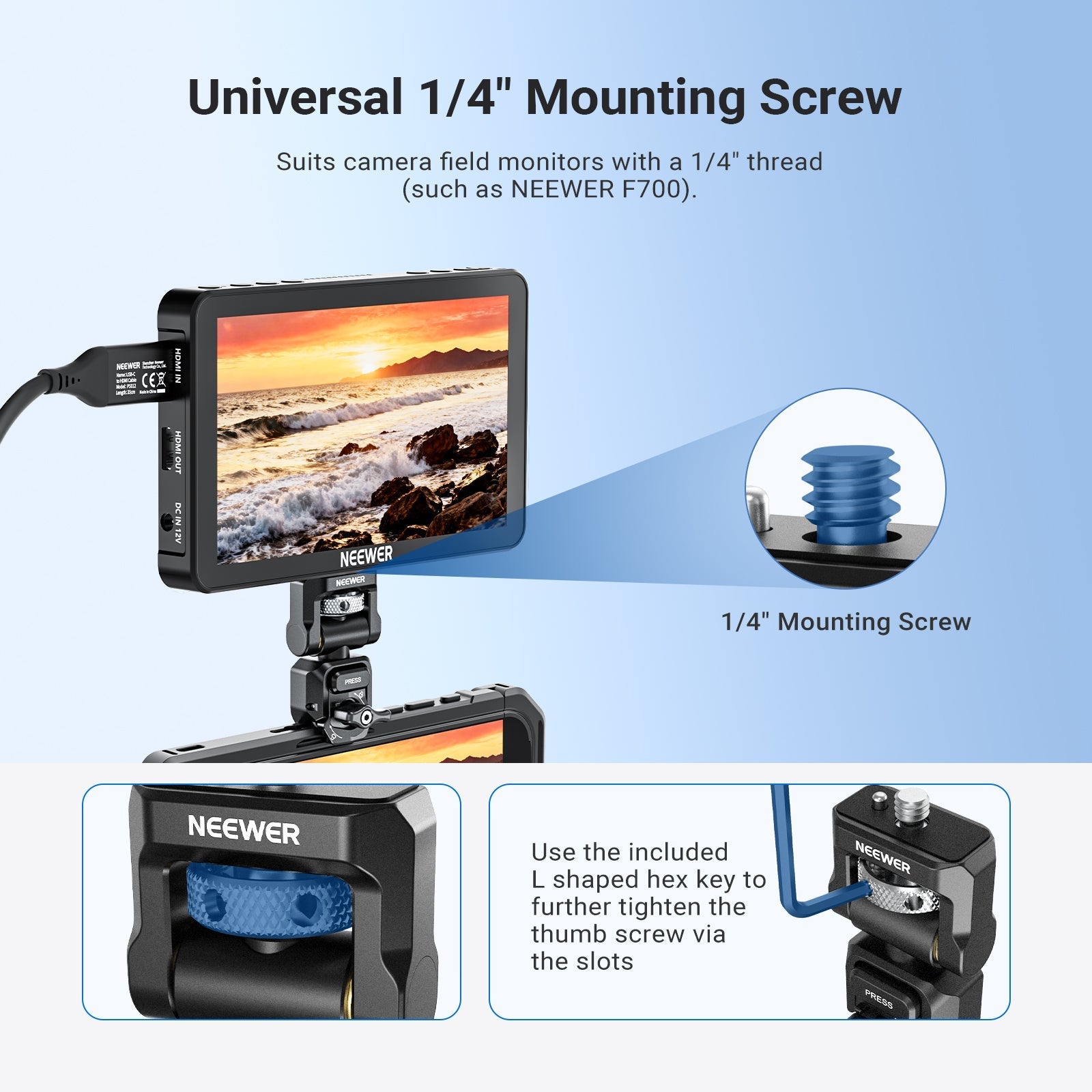NEEWER PA127 Quick Release Monitor Mount for Phone Cage