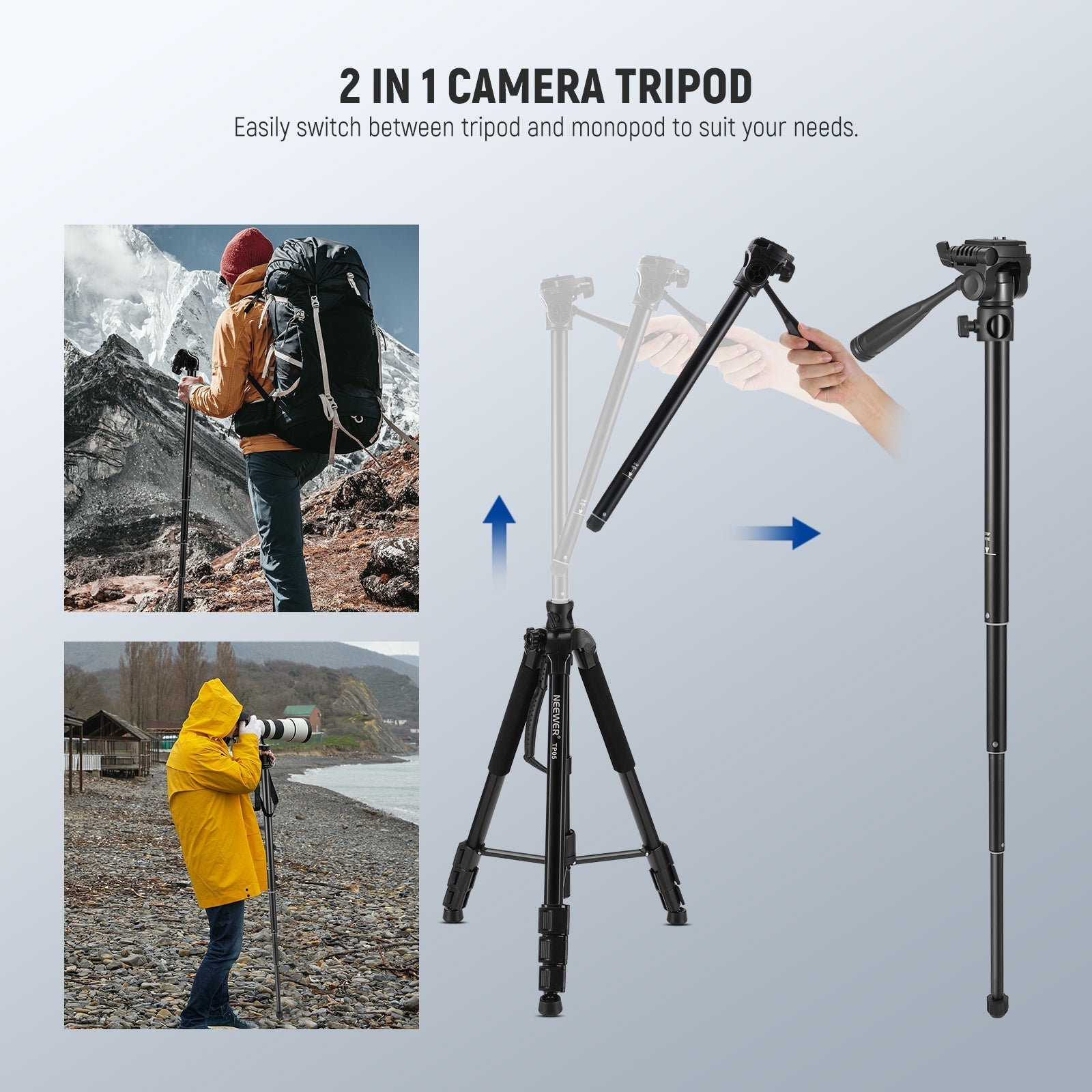NEEWER BASICS TP05 74.4" Aluminum Alloy Tripod Monopod