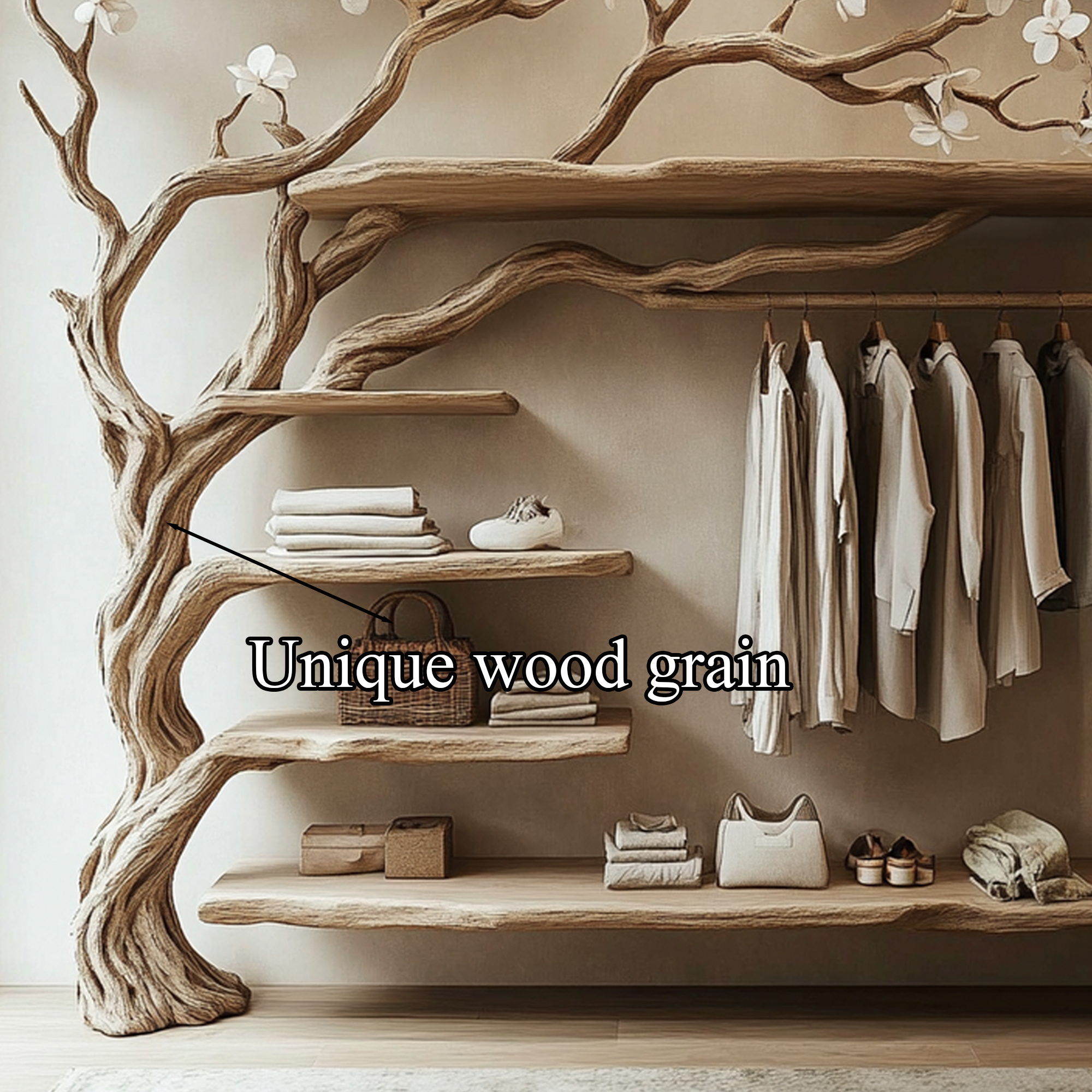 Rustic Tree Coat Rack Wall Mounted Handcrafted