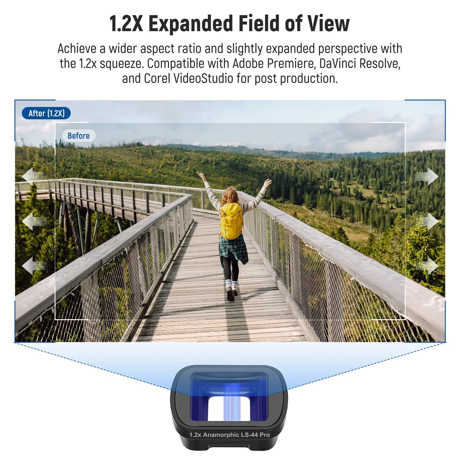 NEEWER LS-44 Pro 1.2X Blue Anamorphic Lens For DJI Osmo Pocket 3 / Pocket 4 & Xtra Muse