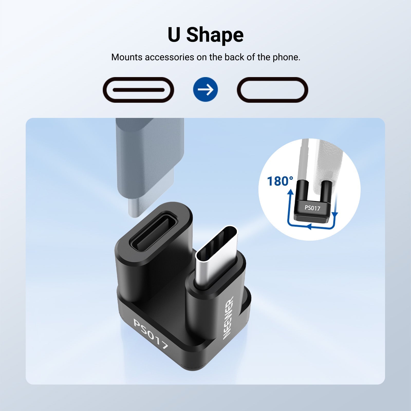 NEEWER PS017 180° U Shaped USB Type C OTG Adapter