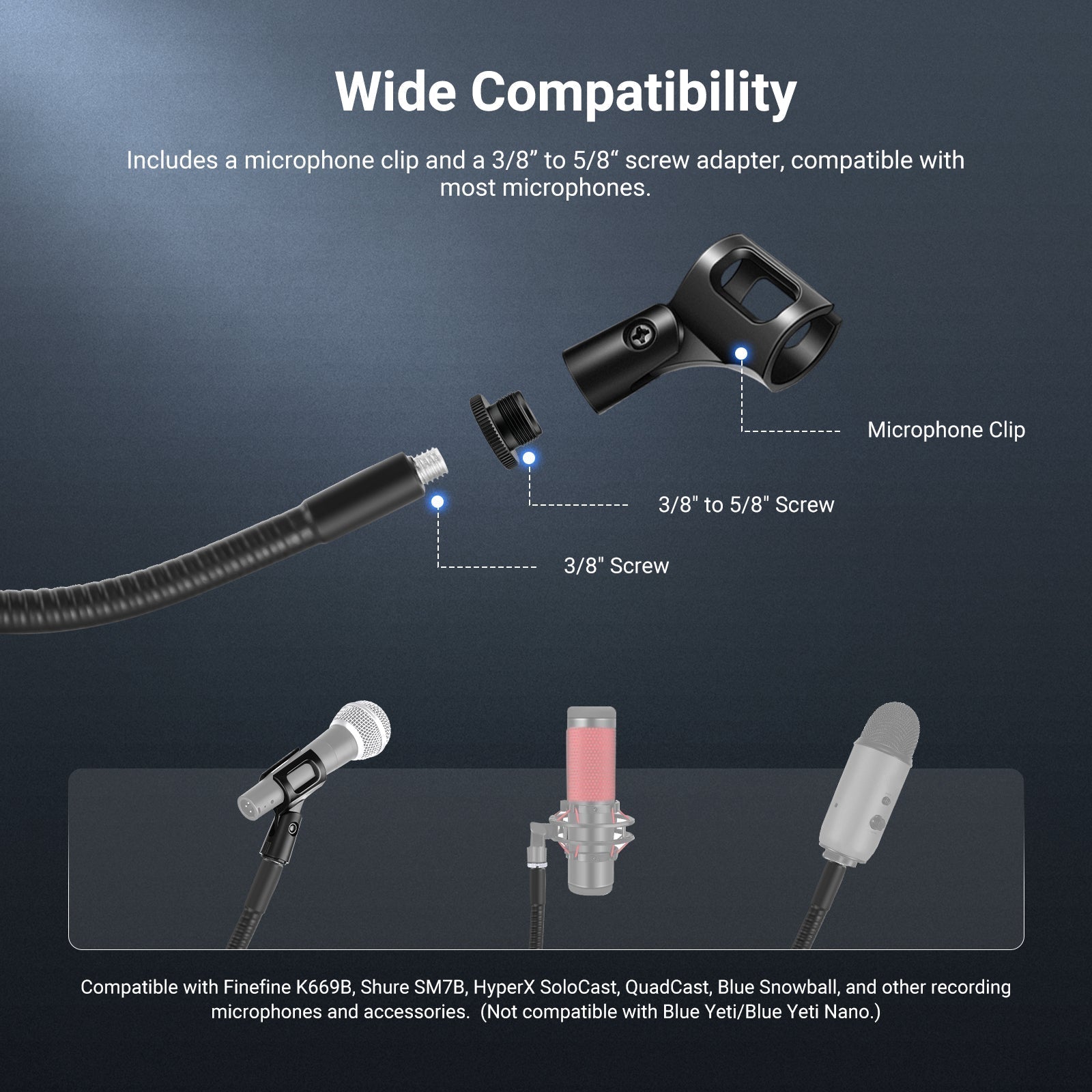 NEEWER MS016 Desk Microphone Stand with Flexible Arm