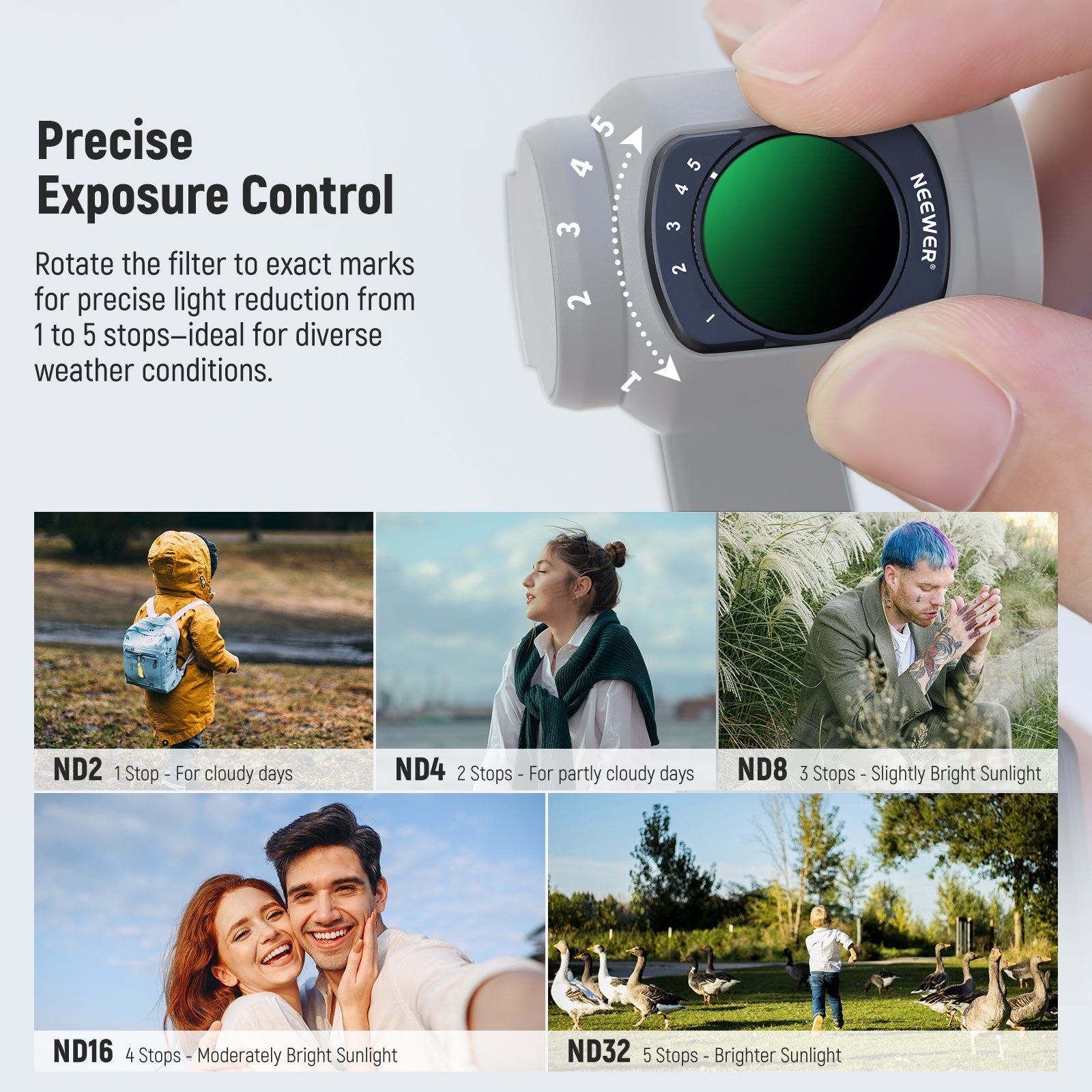 NEEWER Filter Set with Wide Angle Lens for DJI Osmo Pocket 3 / Pocket 4 & Xtra Muse