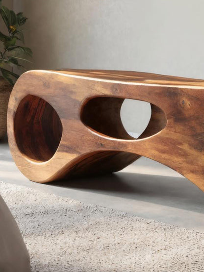 Handcrafted Sculptural Bench For Bedroom Or Entryway