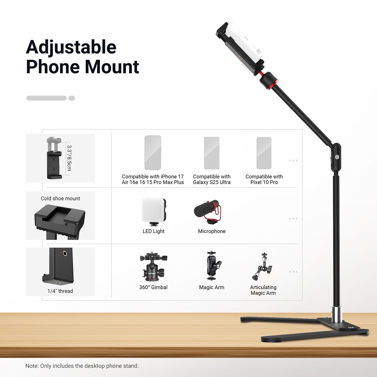 NEEWER DS026 Overhead Phone Tripod Stand