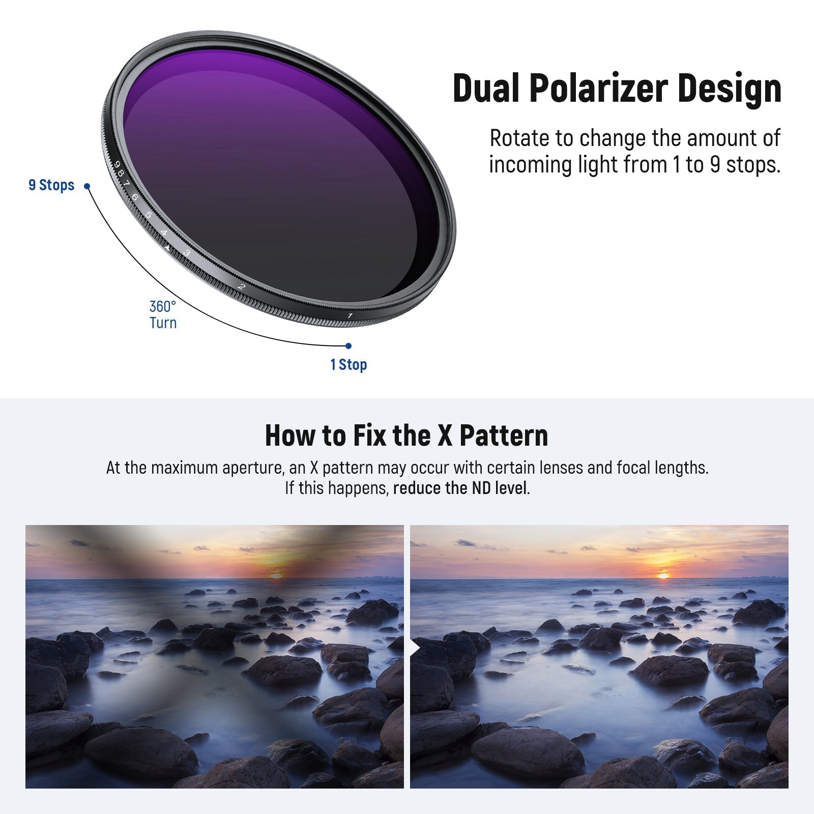 NEEWER Variable ND2-400 Filter (1-9 Stops)