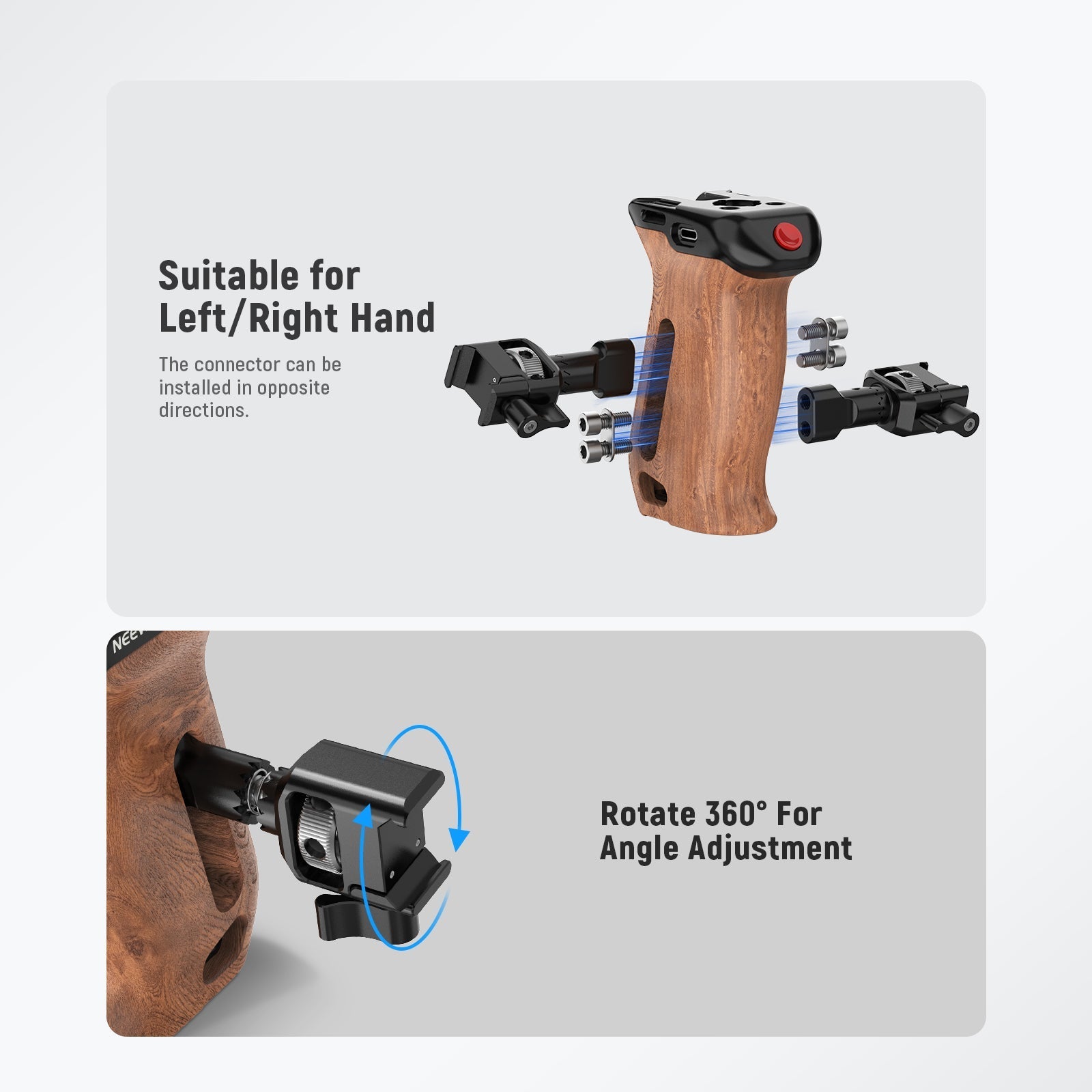 NEEWER CA123 Wooden Side Handle with Record Start/Stop Remote Trigger