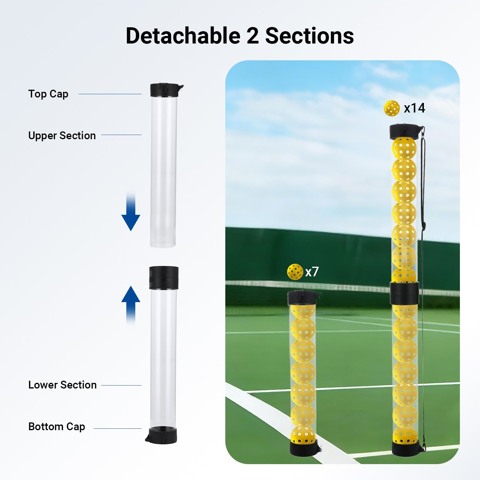 NEEWER TB03Z Ball Retriever Tube Hopper for Tennis Balls & Pickleballs