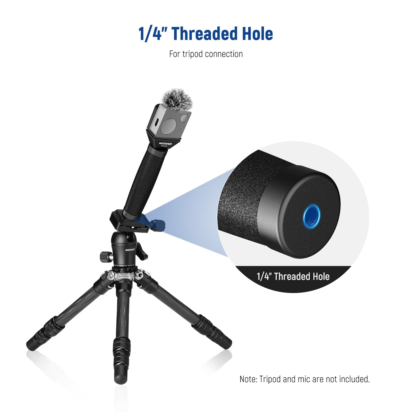 NEEWER MS005 13"/33cm Telescopic Lavalier Microphone Handheld