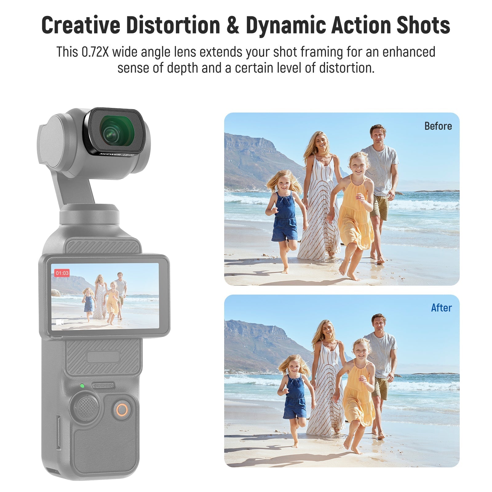 NEEWER LS-70 112° FOV Lens for DJI Osmo Pocket 3 / Pocket 4 & Xtra Muse
