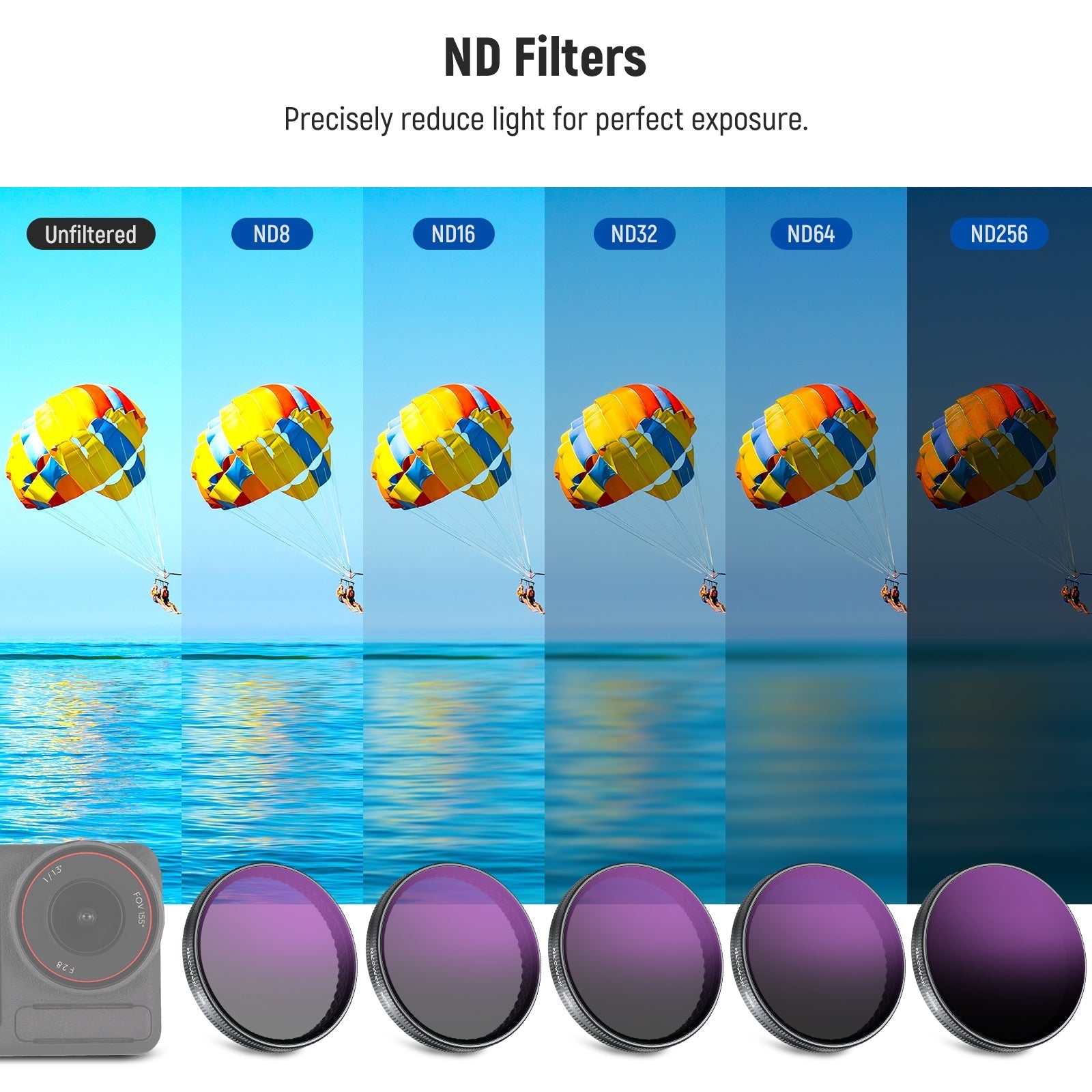 NEEWER FL-A98 6-Pack ND Filter Set for DJI Osmo Action 5 Pro/4/3
