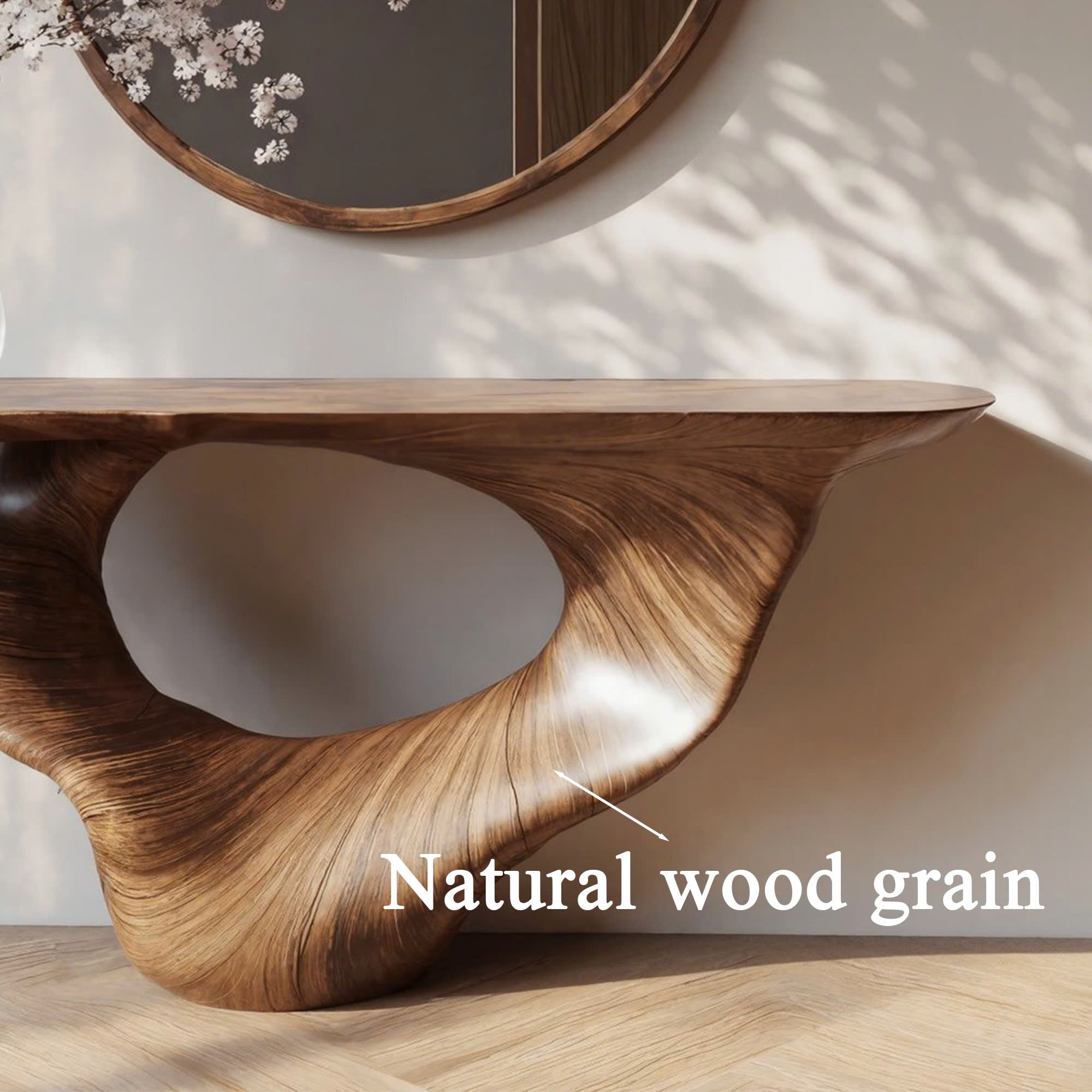 Console Table Unique Art Solid Wood Handmade Narrow Wood