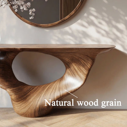 Console Table Unique Art Solid Wood Handmade Narrow Wood