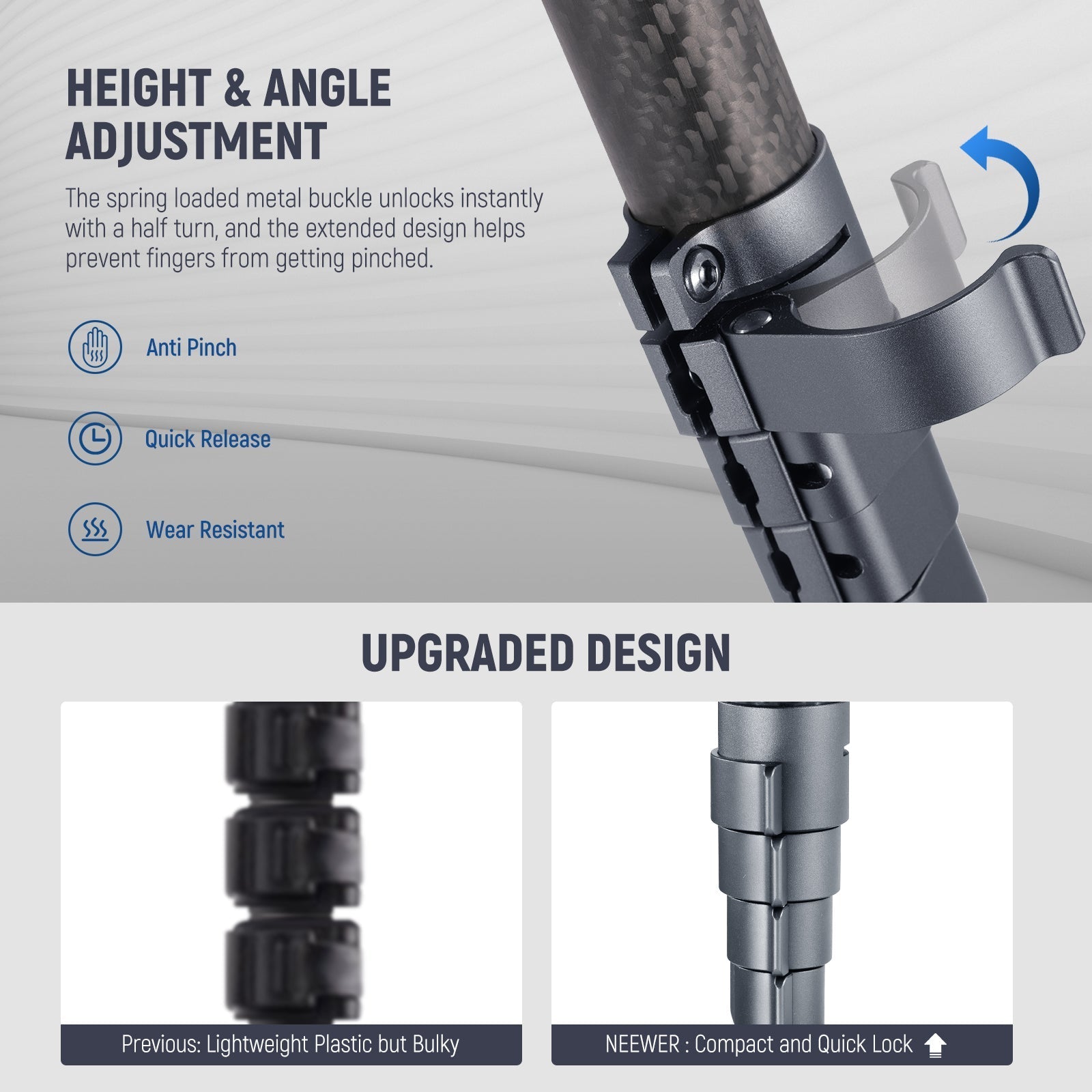 NEEWER LT34 62" Carbon Fiber Travel Tripod