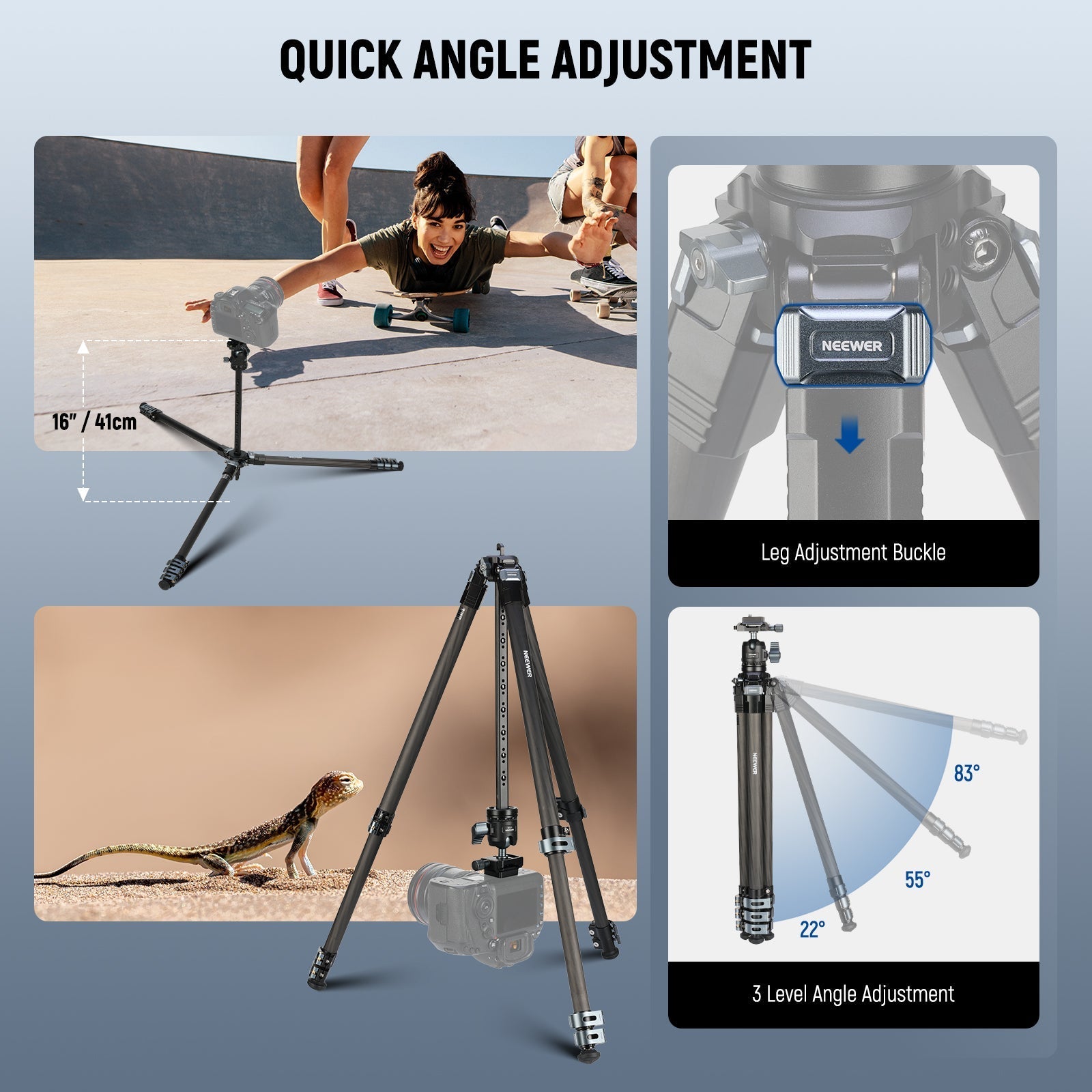 NEEWER LT36/LT37 60.4" Carbon Fiber Travel Tripod