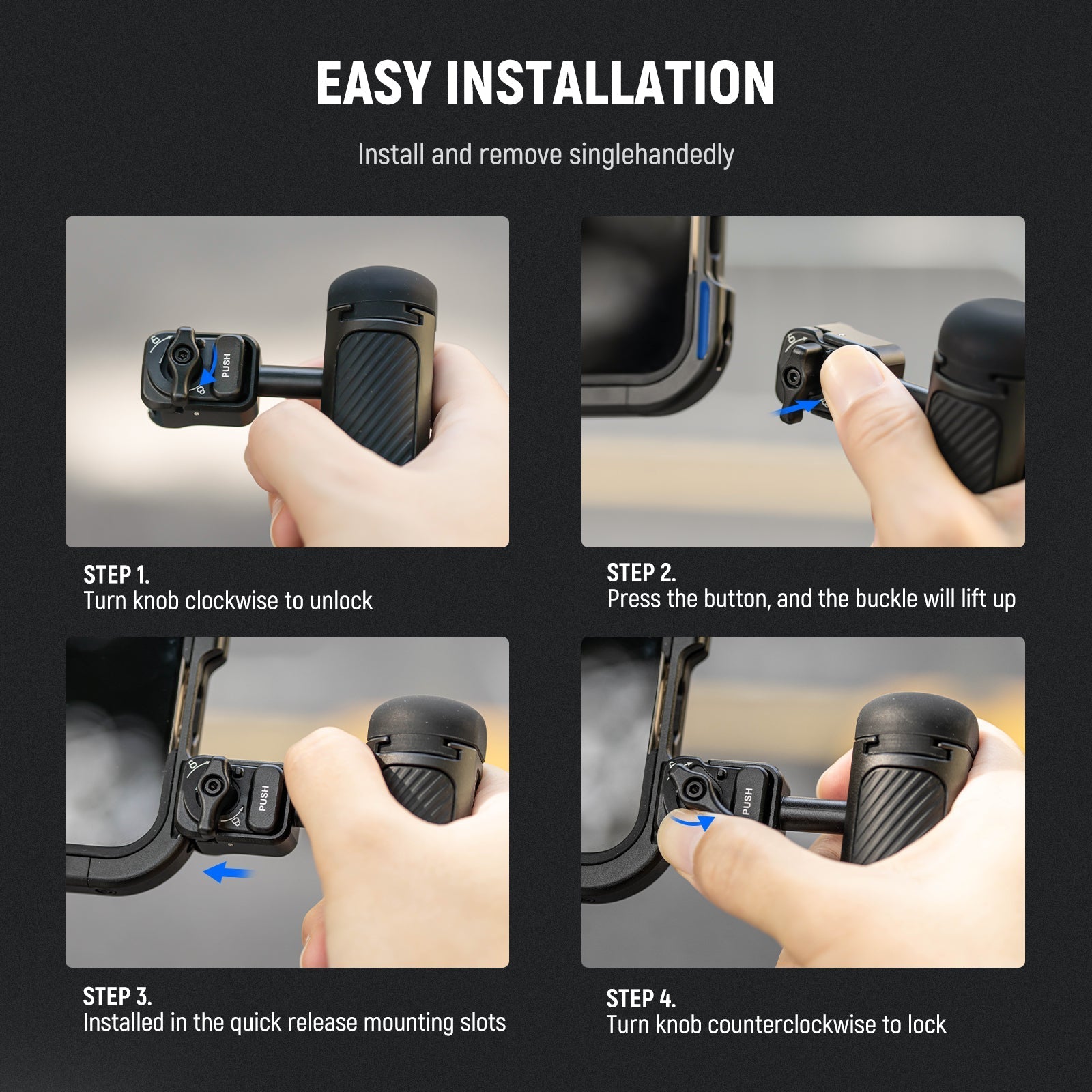 NEEWER PA045 360° Rotation Quick Release Phone Cage Side Handle