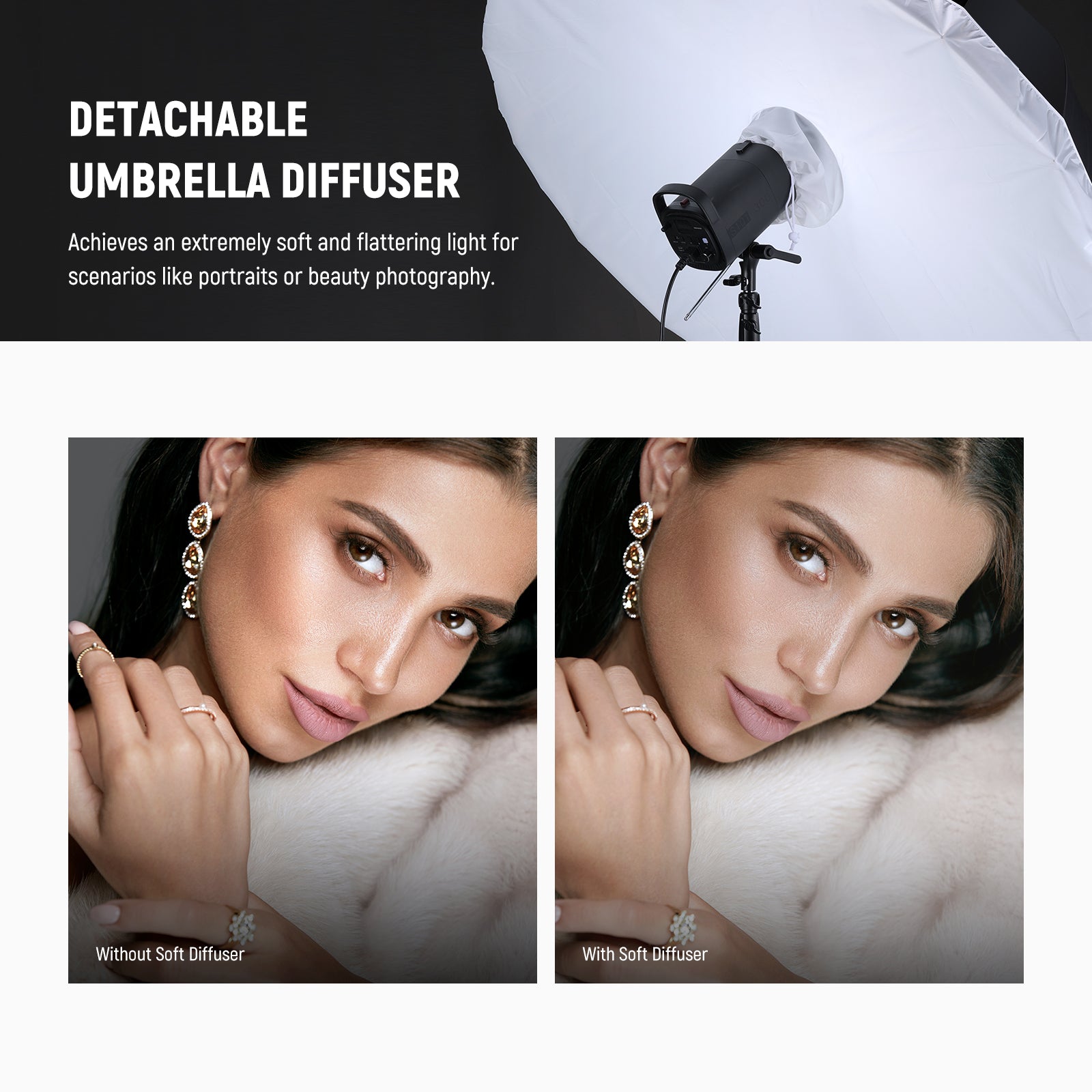 NEEWER Parabolic Reflective Umbrella with Diffuser