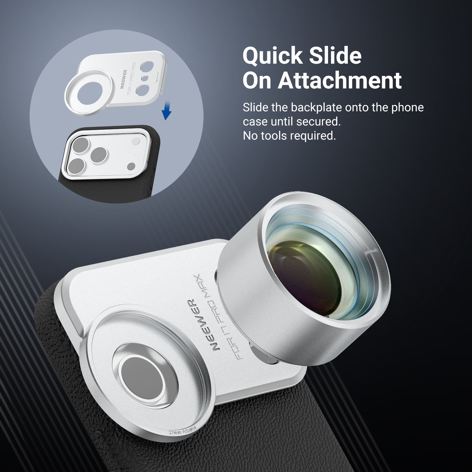 NEEWER PA173 37mm Filter Backplate for PA133/PA134 iPhone 17 Pro/17 Pro Max Case