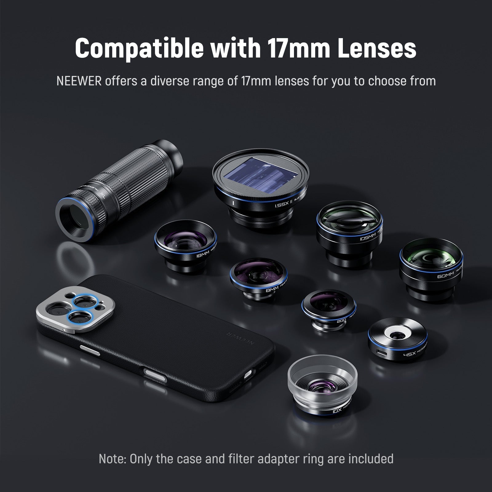 NEEWER PA083P/PA084P Black Case with 3 Backplates for iPhone 16 Pro/Pro Max