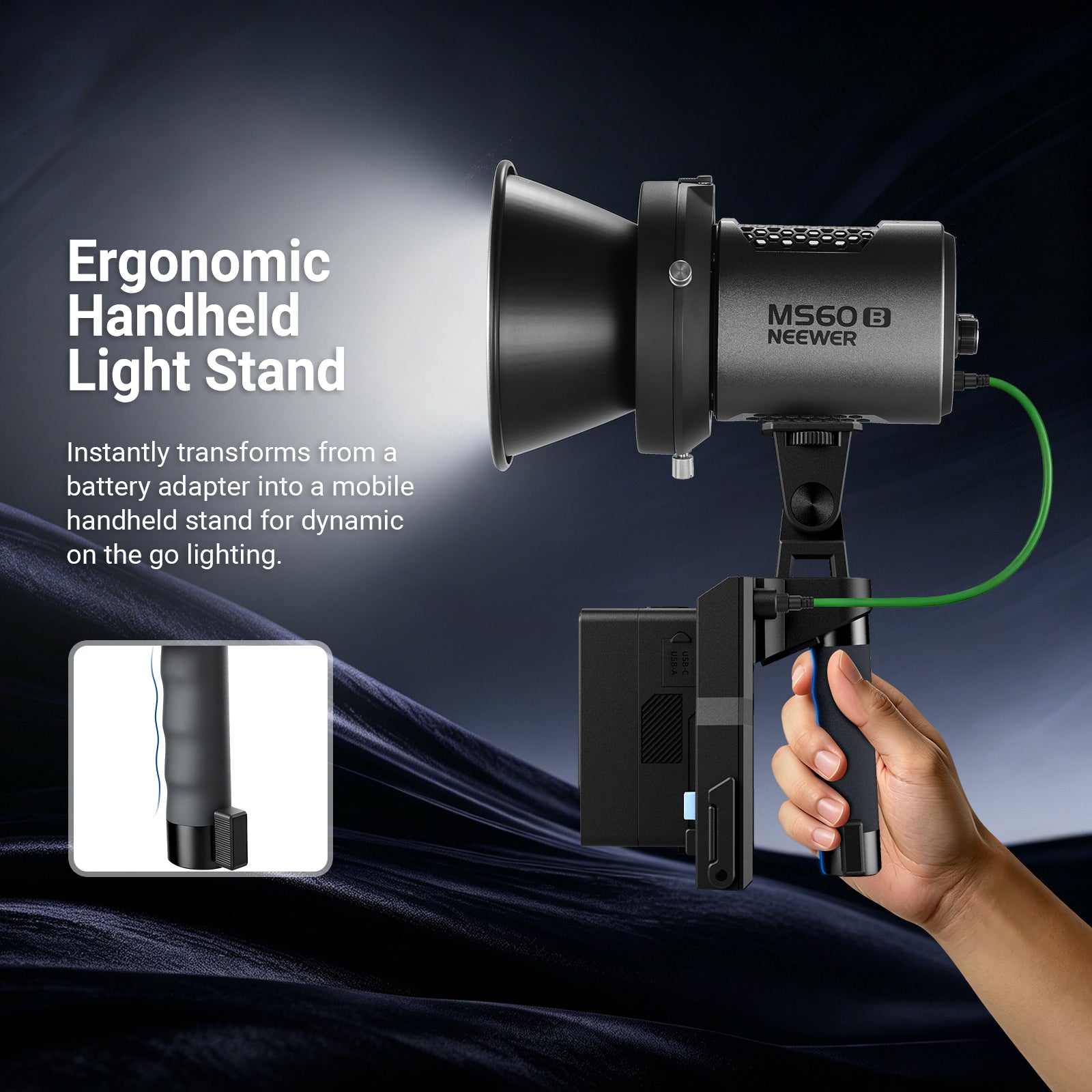 NEEWER PS011E 2 in 1 V Mount & NP-F Battery Handgrip for MS HS Series