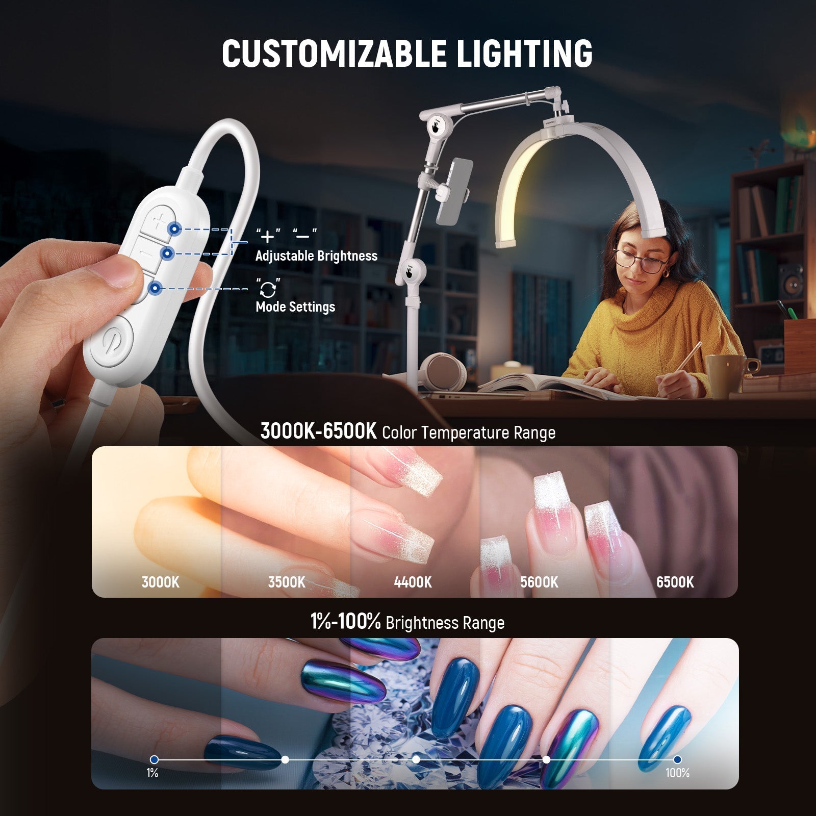 NEEWER BASICS HM03-D 30W 22" LED Folding Arc Lash Lamp