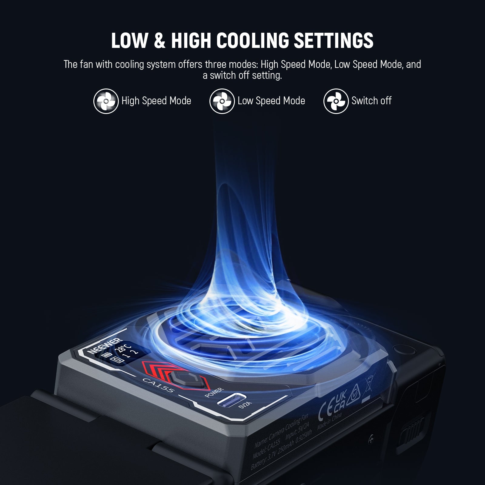 NEEWER BASICS CA155 Camera Cooling Fan with Battery