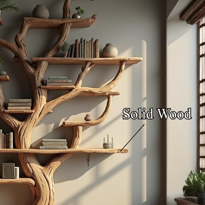 Corner Branch Shelf Wood Bookcase Wall Mounted