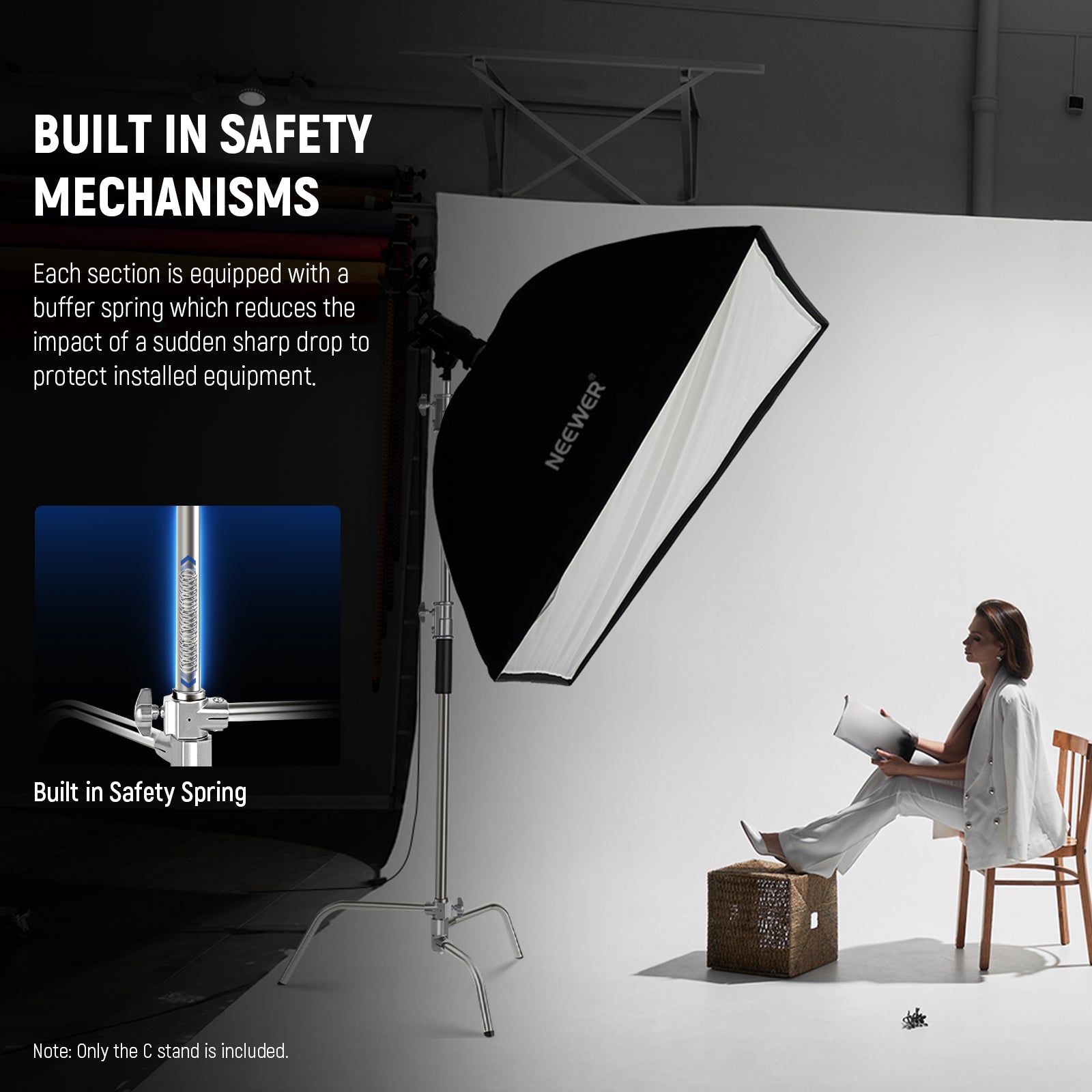 NEEWER SC320B 10ft/305cm Stainless Steel C Stand