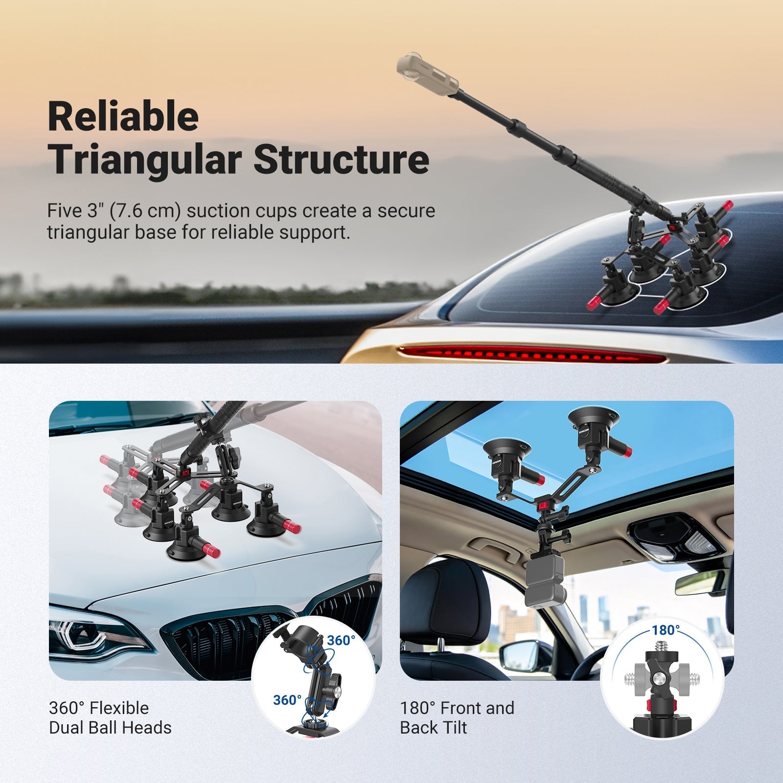 NEEWER CA075 5 in 1 Suction Car Mount Kit
