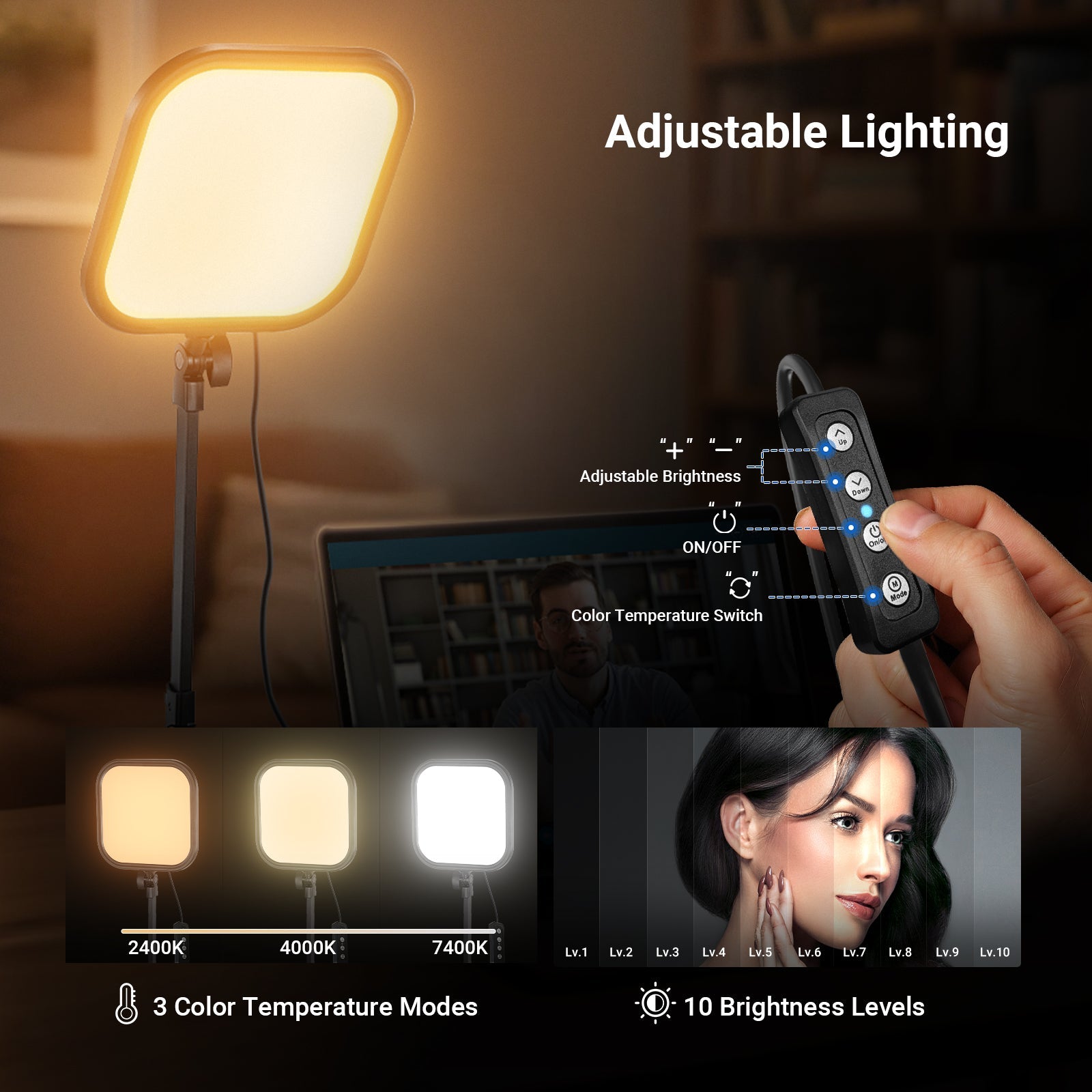 NEEWER BASICS L220 10.8" Bi Color Panel Light with Desk Stand