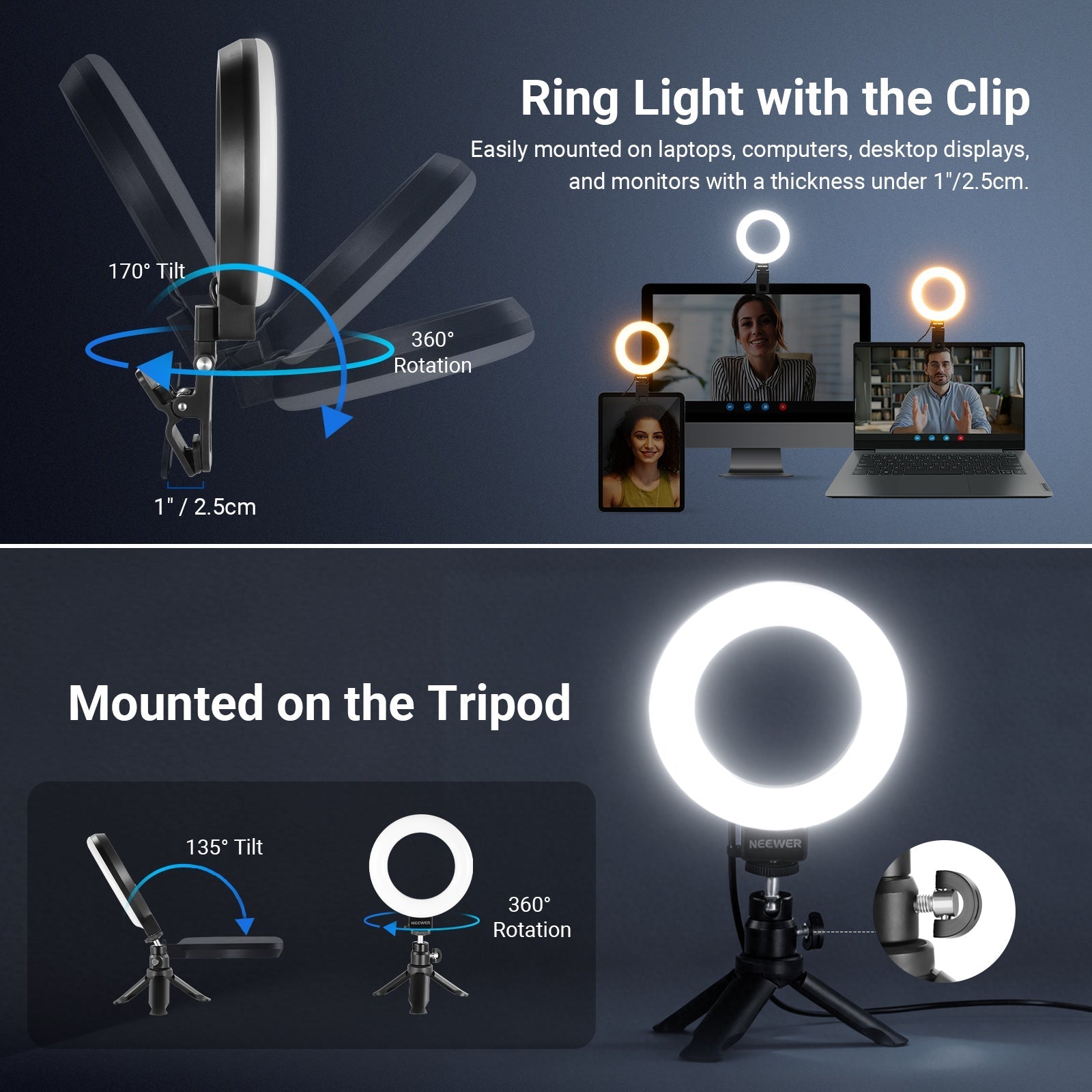 NEEWER BASICS BR60 5" Bi-Color Mini Ring Light