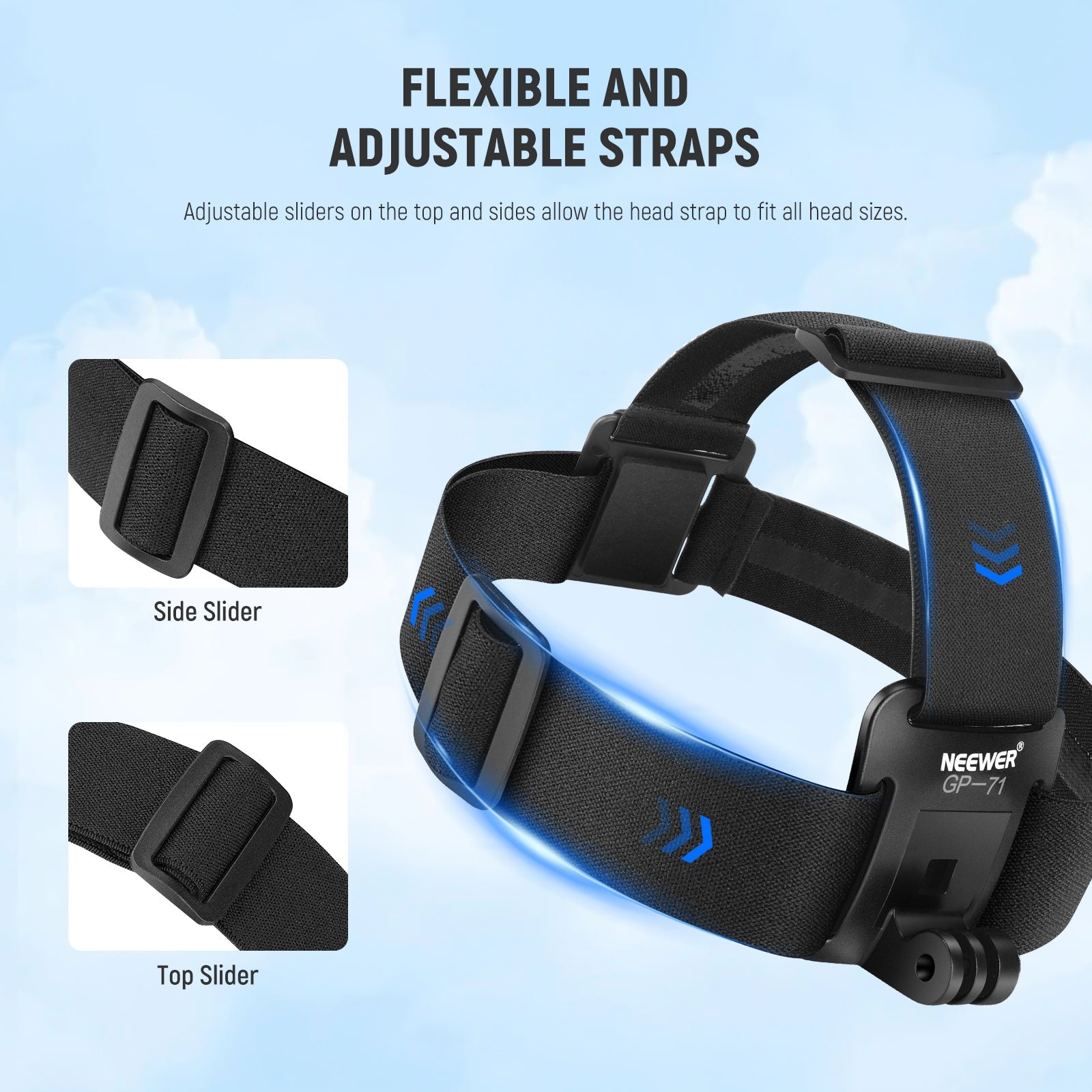 NEEWER GP-71 Adjustable Head Strap Mount for GoPro Series