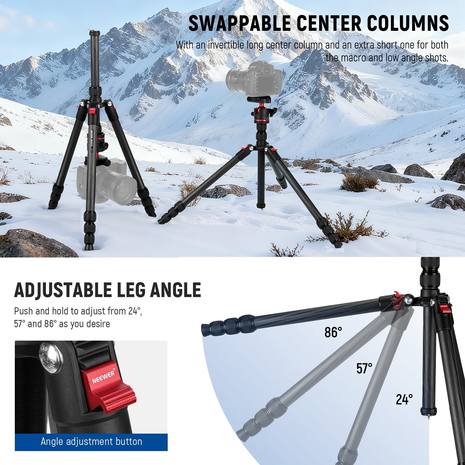 NEEWER BASICS TP17 Carbon Fiber Travel Tripod