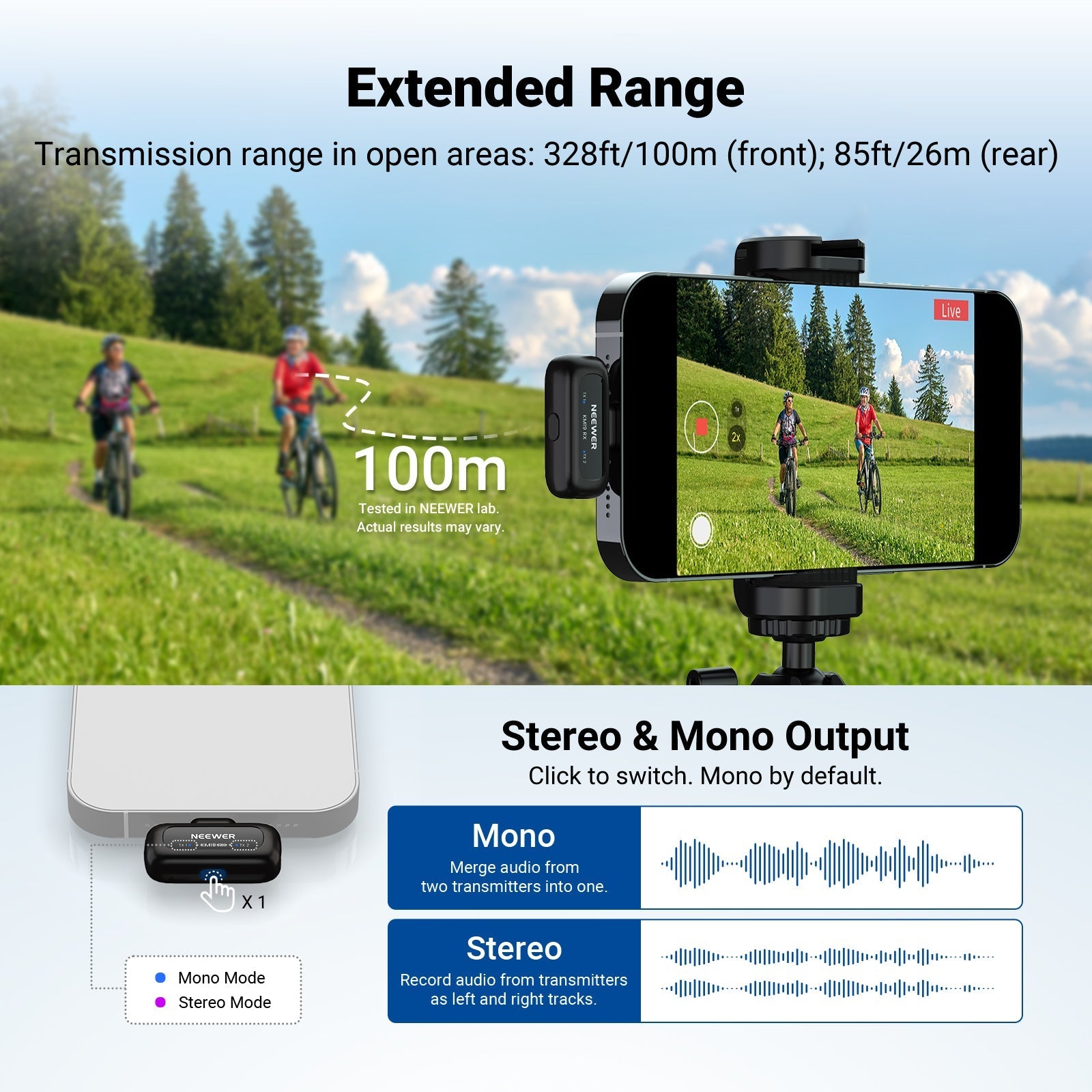 NEEWER KM19 Mini Wireless Lavalier Microphone