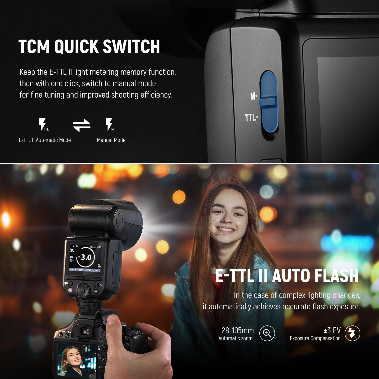 NEEWER Z2 3000mAh Battery TTL Round Head Flash Speedlite with Diffuser