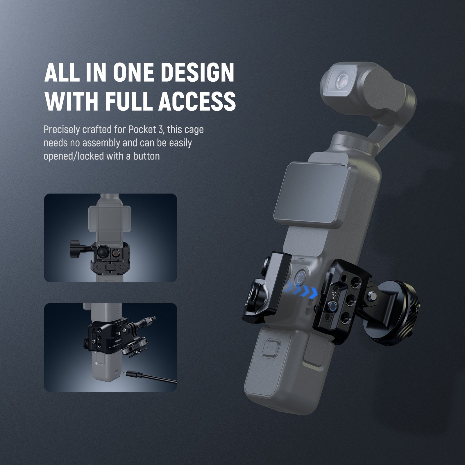 NEEWER AC009 Action Camera Metal Cage For DJI Osmo Pocket 3