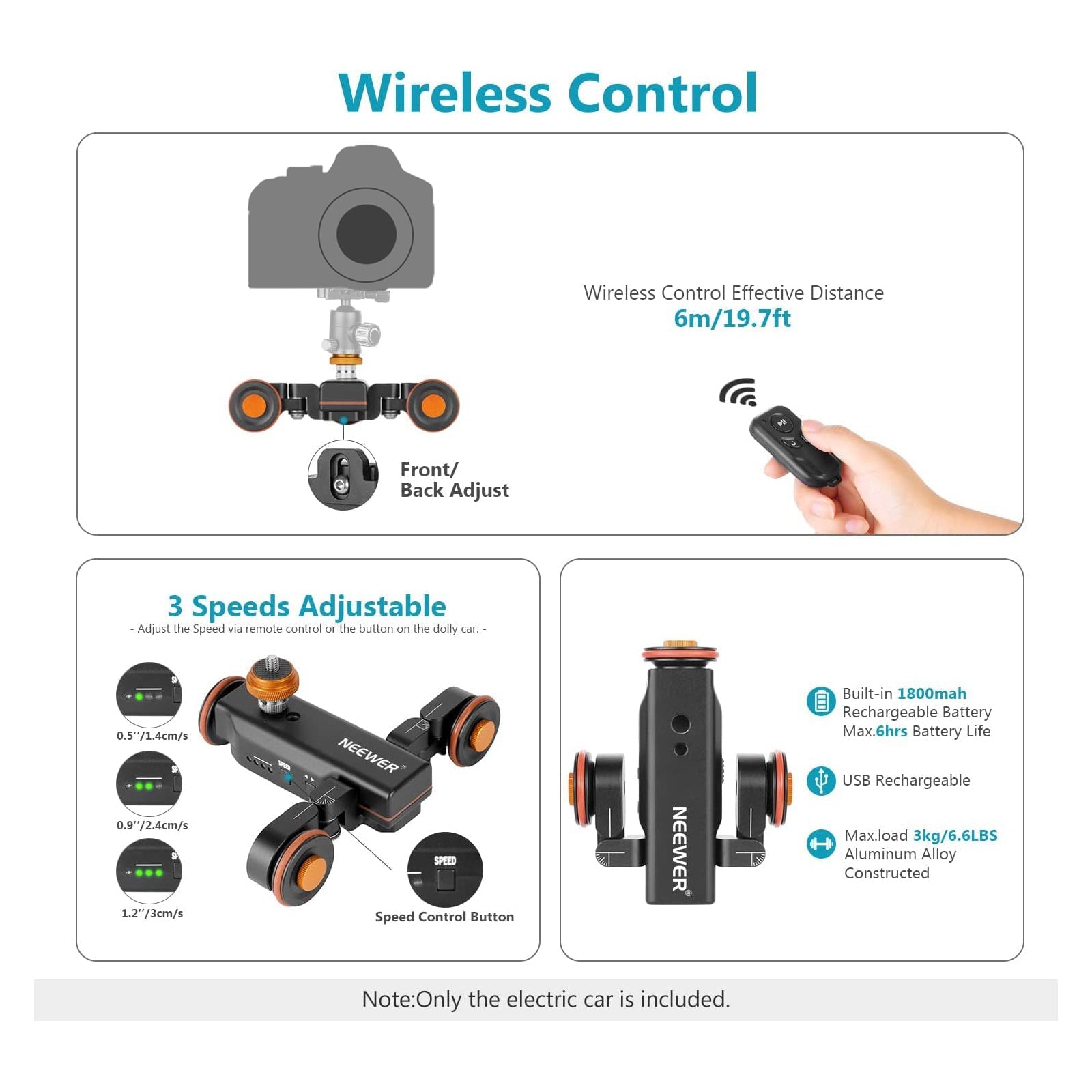 NEEWER DL100 3 Wheels Wireless Video Camera Dolly