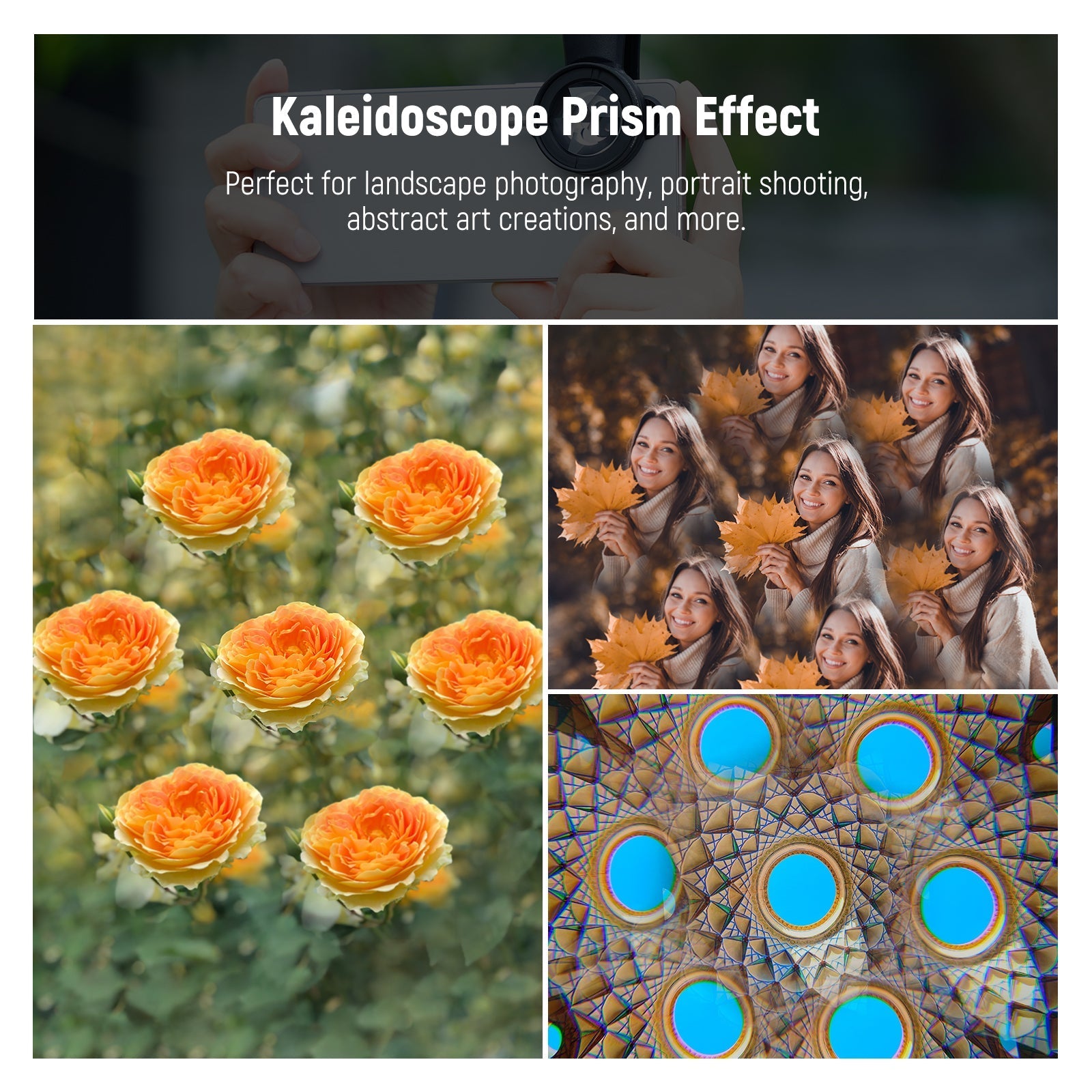 NEEWER FL-101 37mm Kaleidoscope Prism Filter with Phone Clip