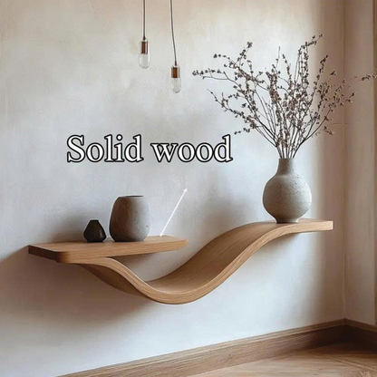 Rustic Wavy Floating Shelf Live Edge Decorative For Living Room