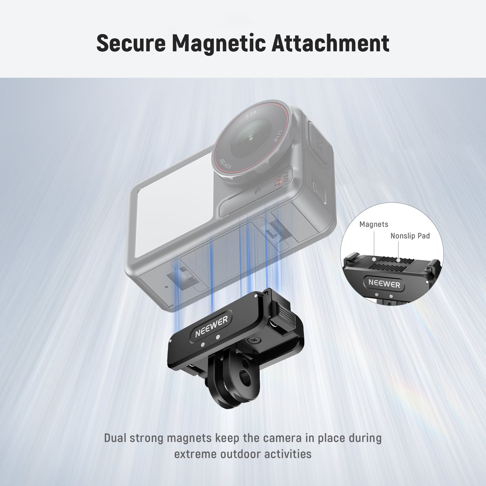 NEEWER AC011 Quick Release Magnetic Mount For DJI Osmo 360 Action 5 Pro/4/3