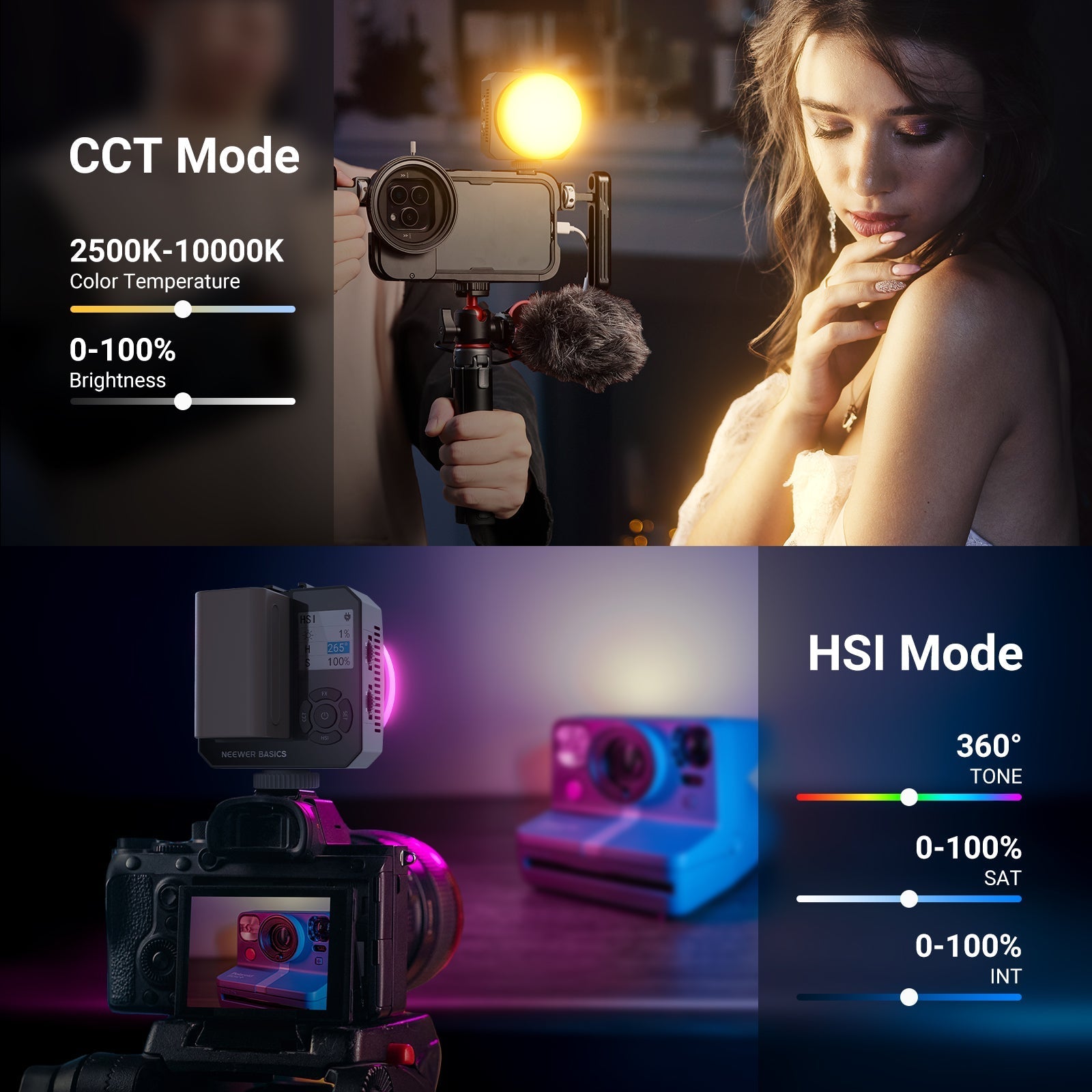 NEEWER BASICS HL28C 28W Full RGB Pocket LED Video Light