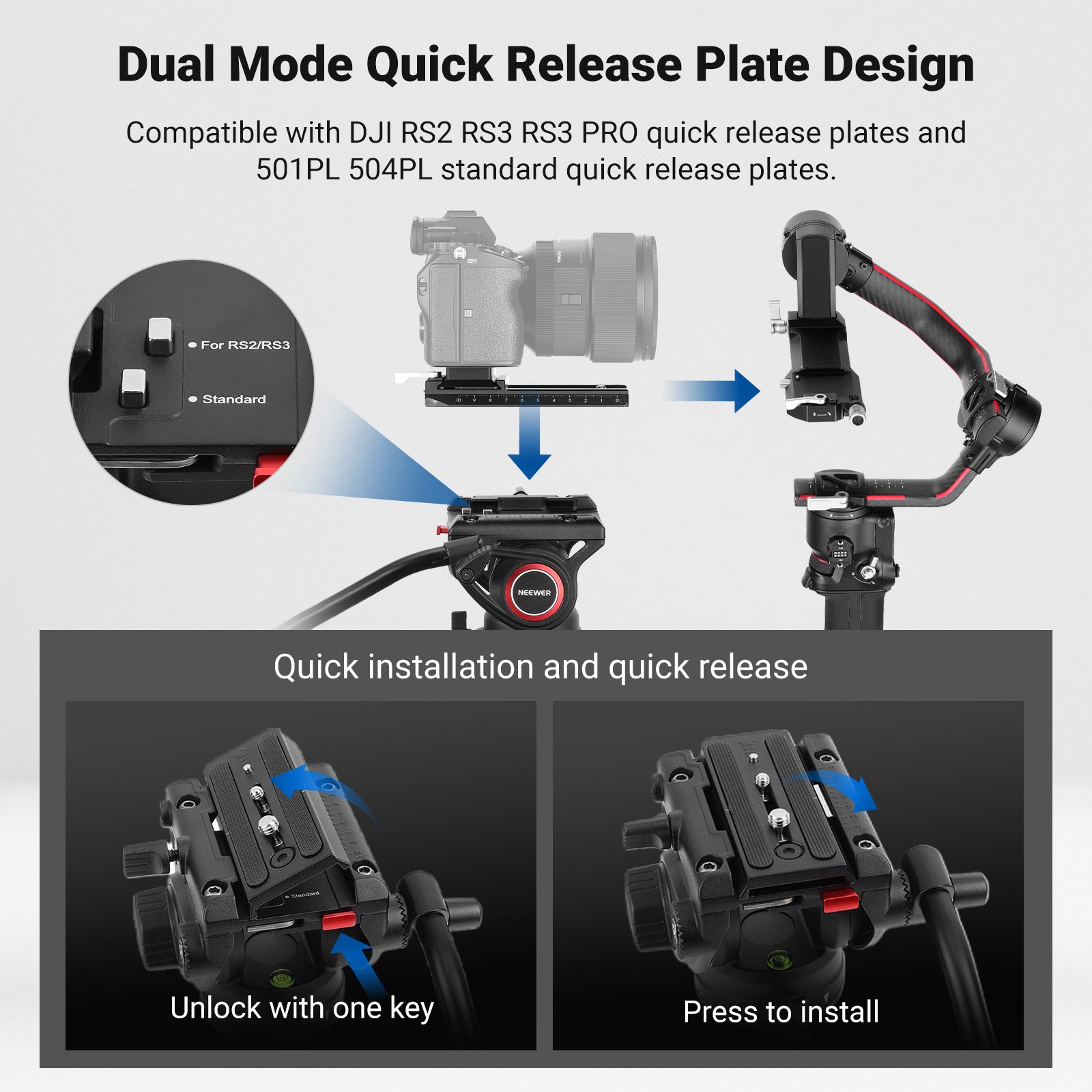 NEEWER TP74 74" Pro Video Tripod with Fluid Head