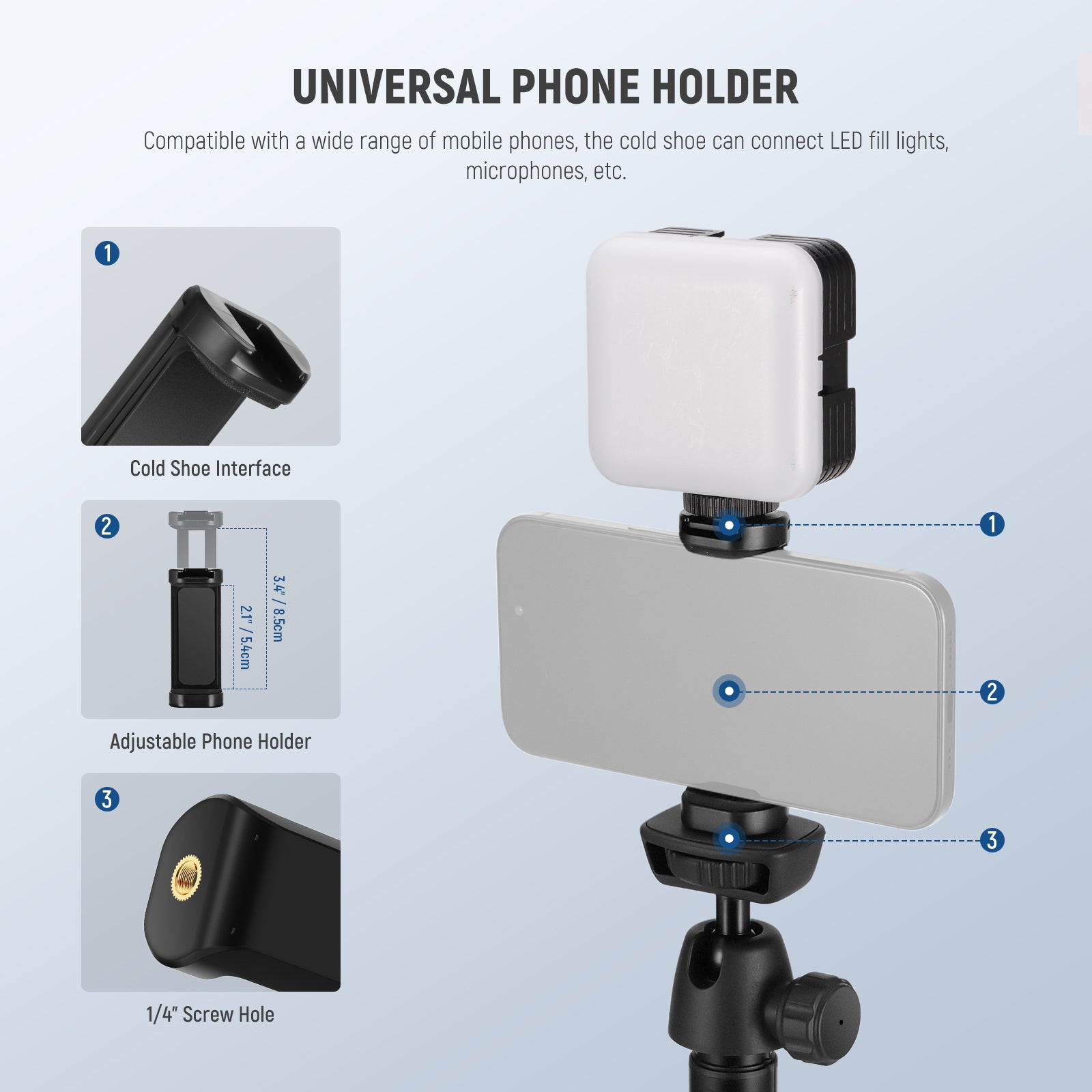 NEEWER TS05 62.9" All Metal Phone Tripod with Remote