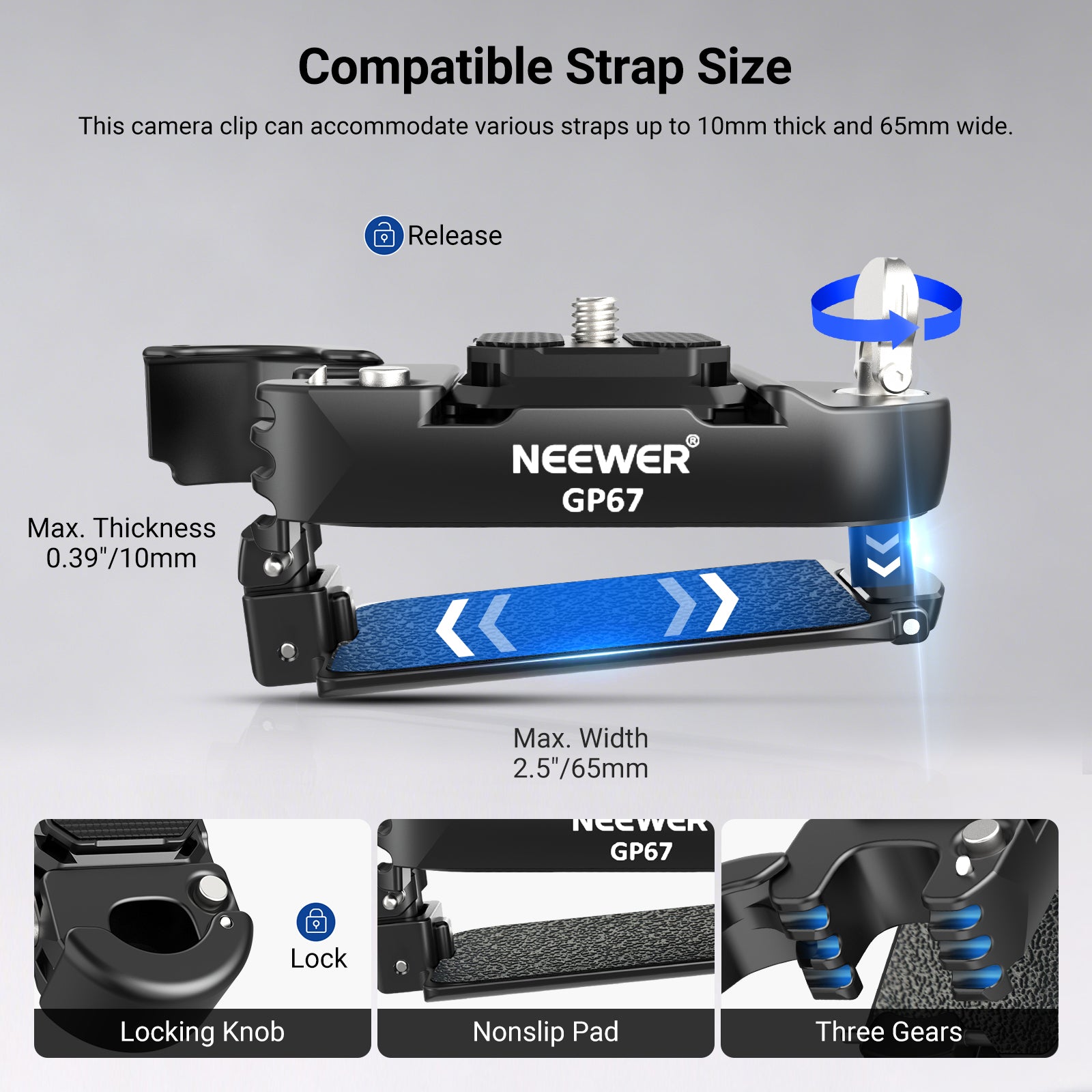 NEEWER GP67 Backpack Camera Clip Mount