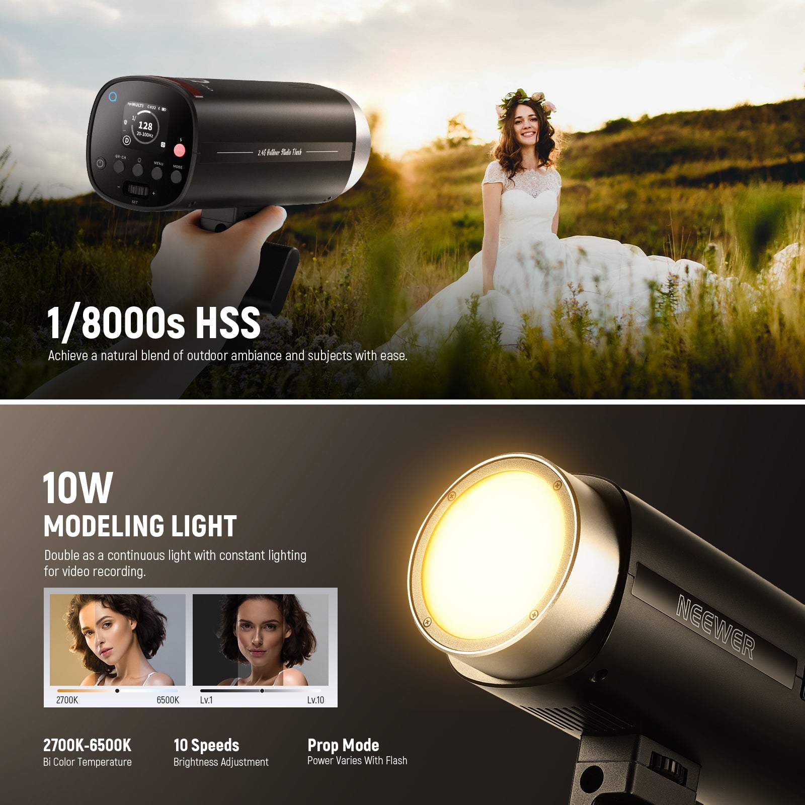 NEEWER Q200 200Ws 2.4G TTL Outdoor Flash with App Control